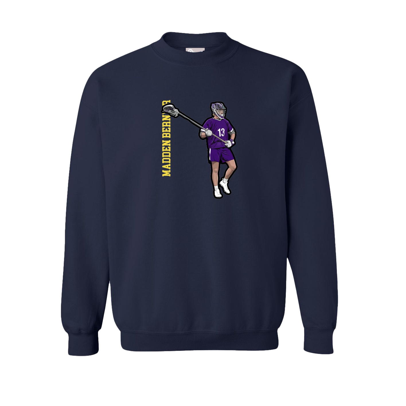 Fleece Crew — Name Vertical in Navy