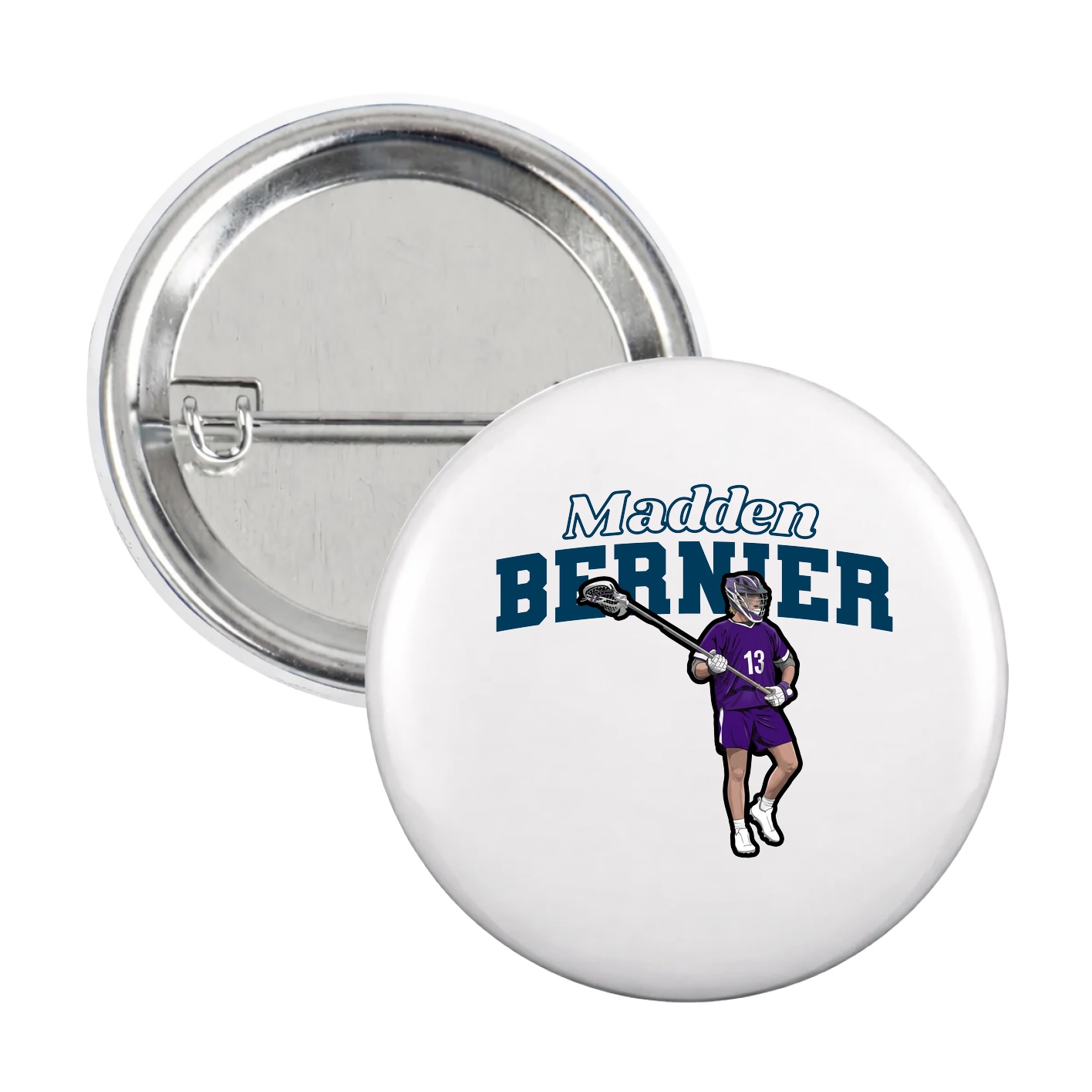 Game Day Button — Name Arch in White