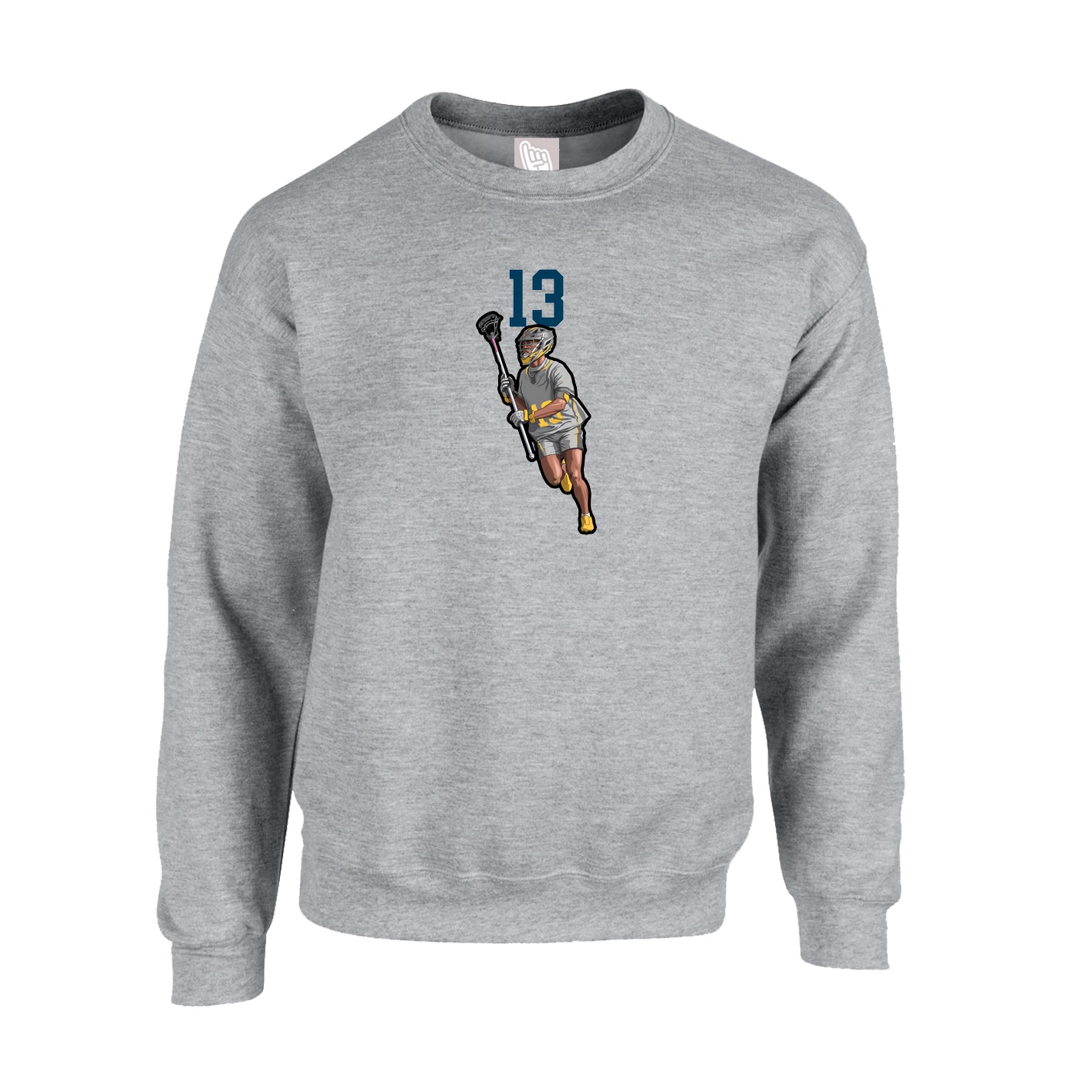 Fleece Crew — Number Top in Grey
