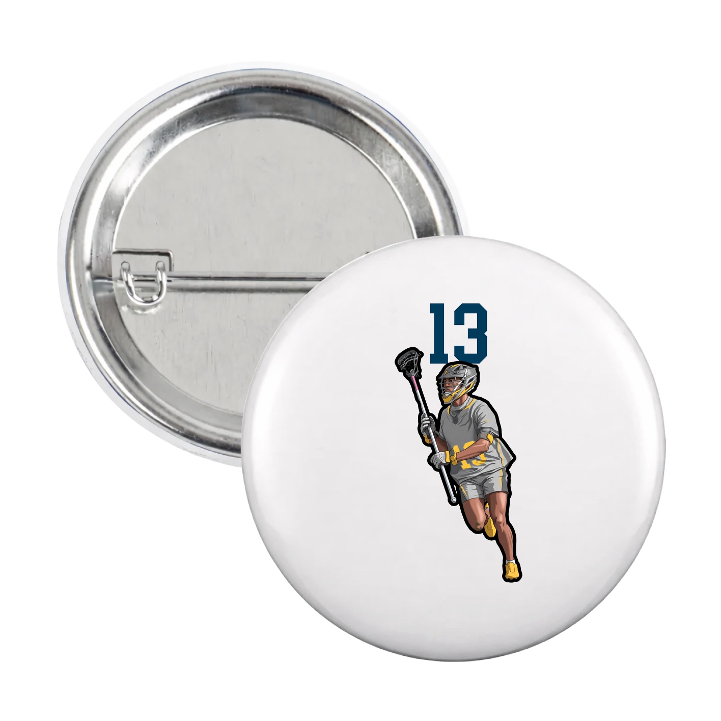 Game Day Button — Number Top in White