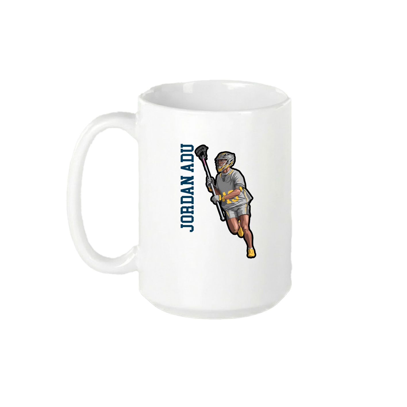 15oz Coffee Mug — Name Vertical in White