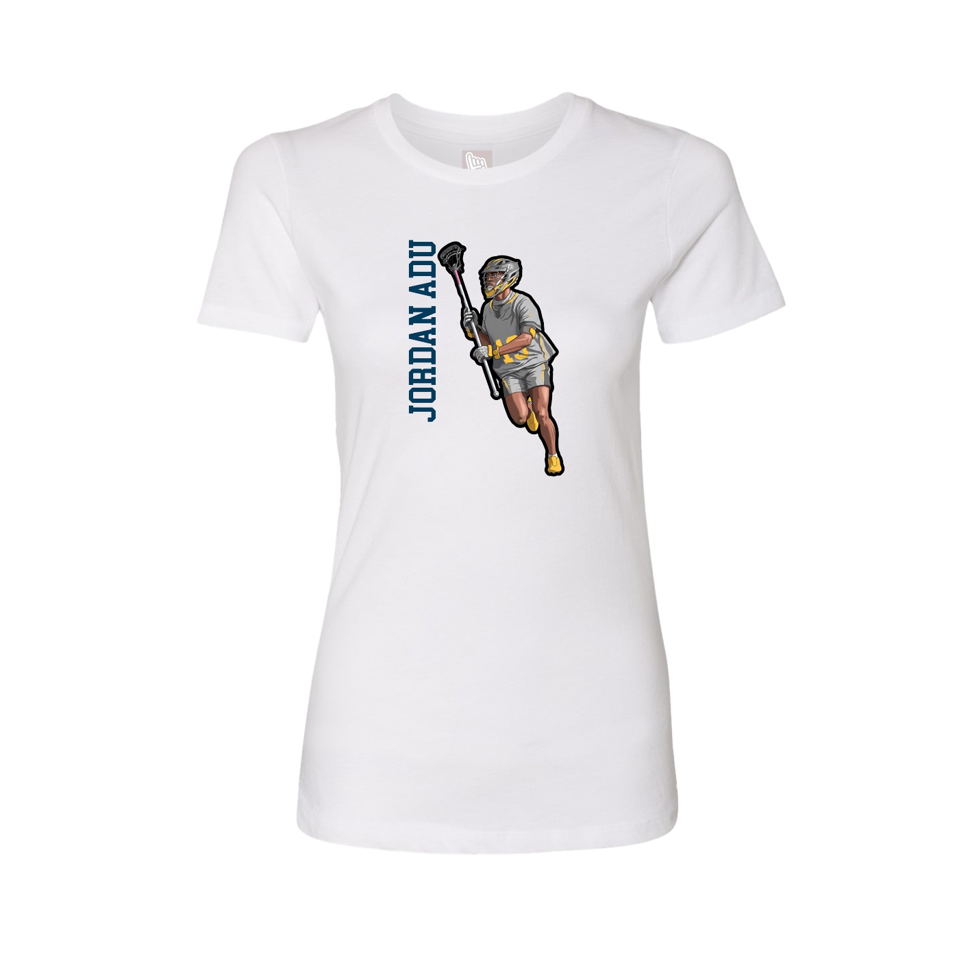 Fitted Women's Tee — Name Vertical in White