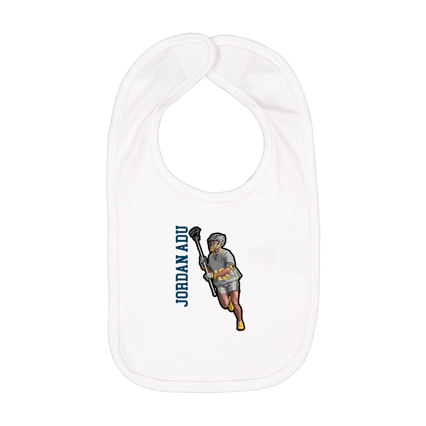 Infant Bib — Name Vertical in White