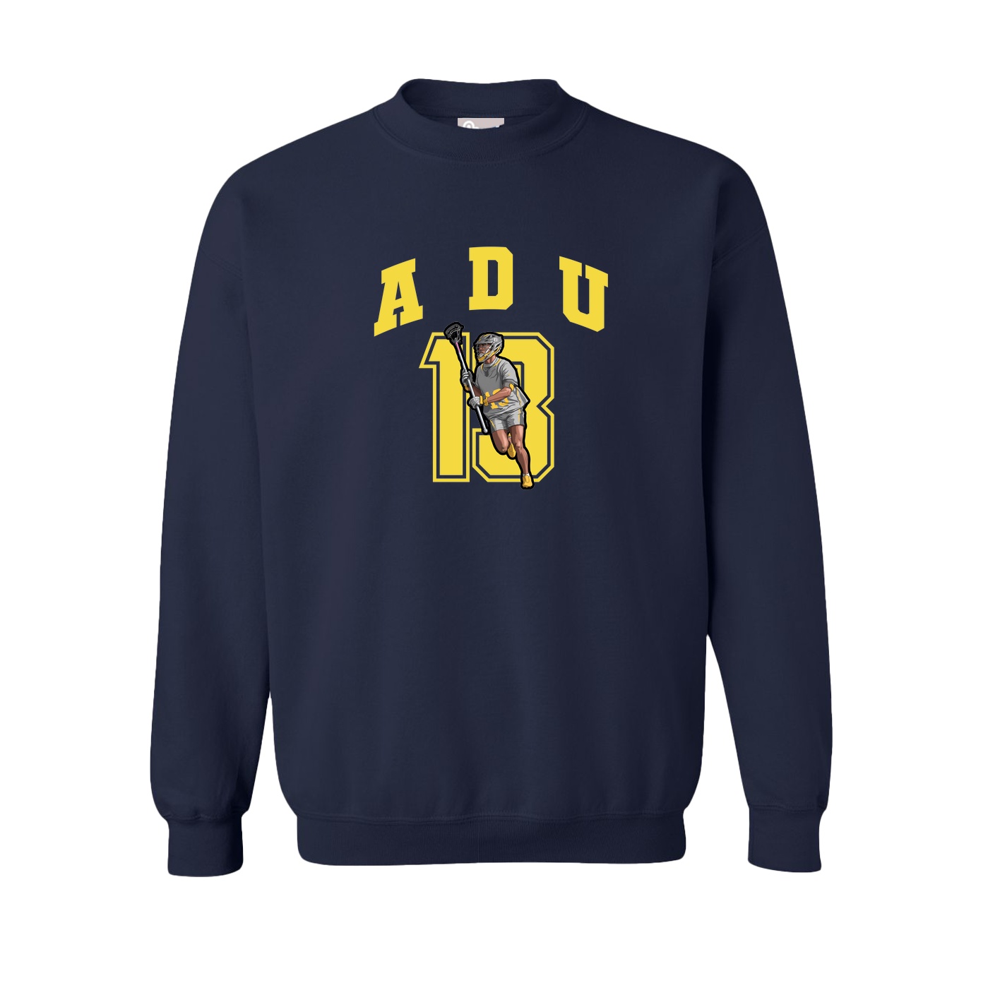 Fleece Crew — Number in Navy