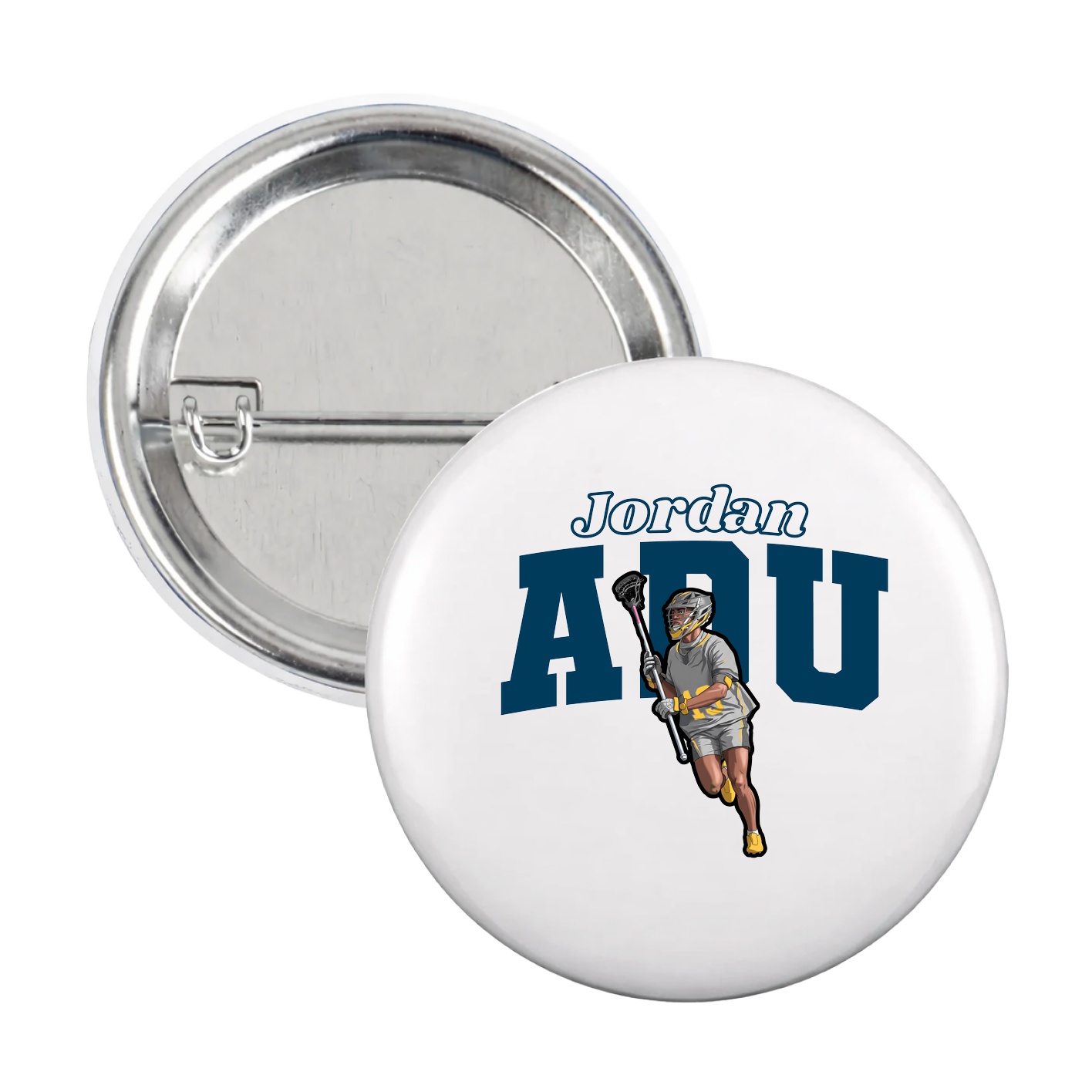 Game Day Button — Name Arch in White