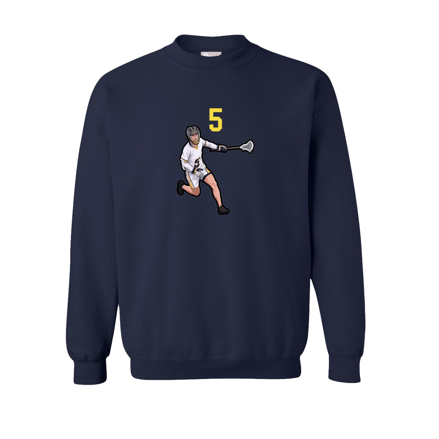 Fleece Crew — Number Top in Navy