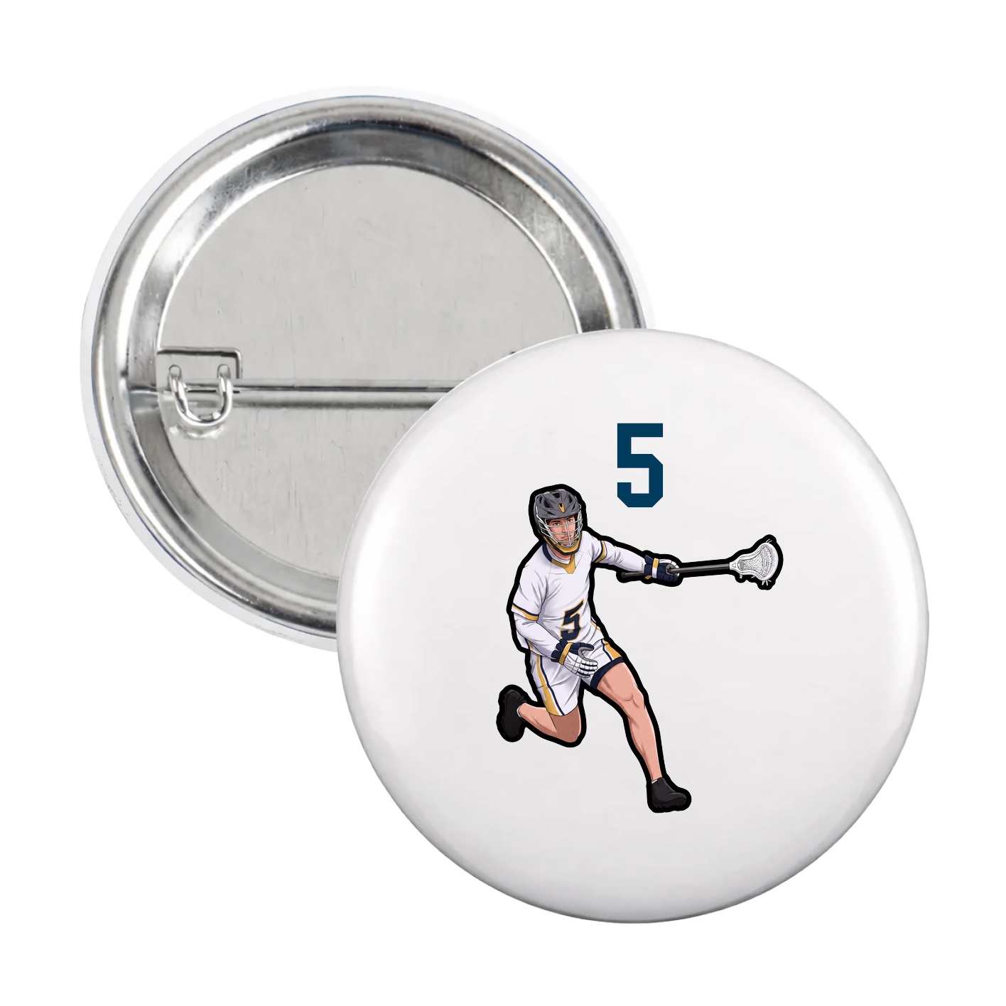 Game Day Button — Number Top in White