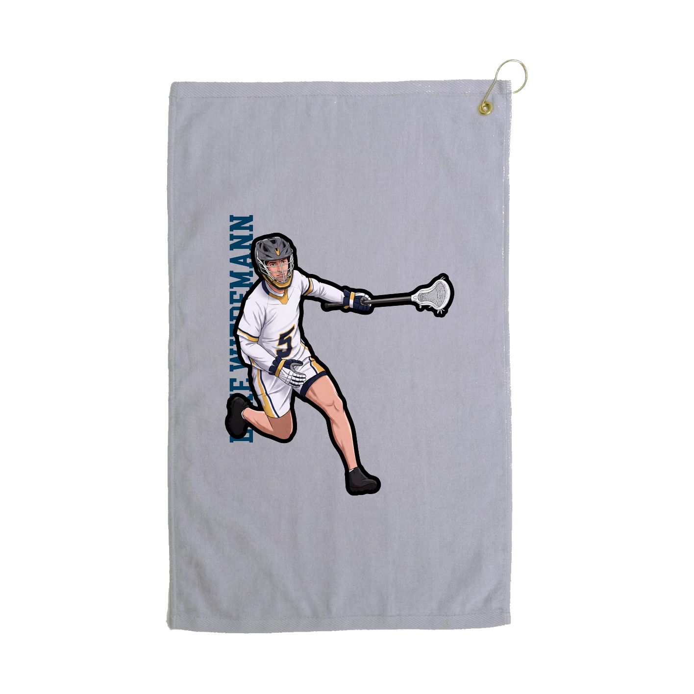 Golf Towel — Name Vertical in Grey