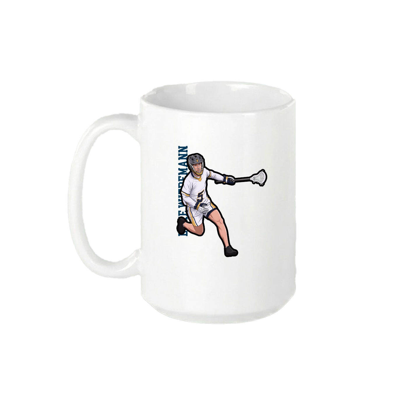 15oz Coffee Mug — Name Vertical in White