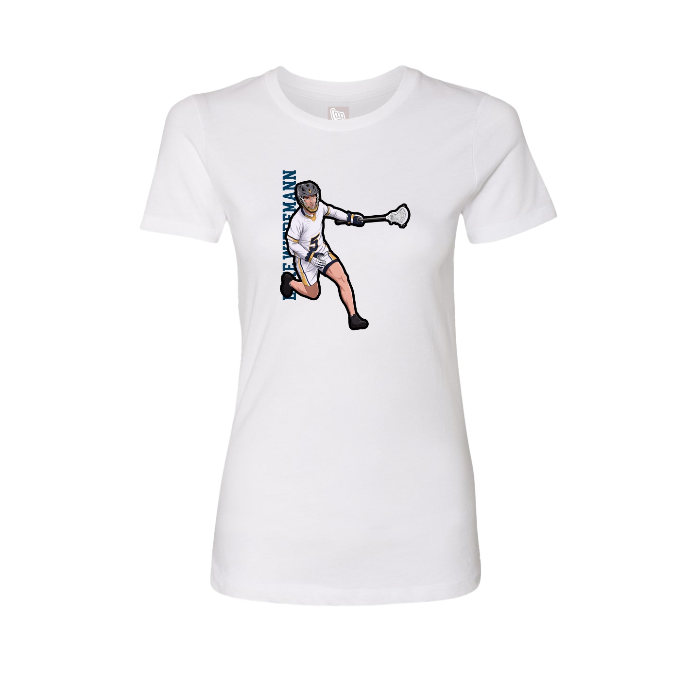 Fitted Women's Tee — Name Vertical in White