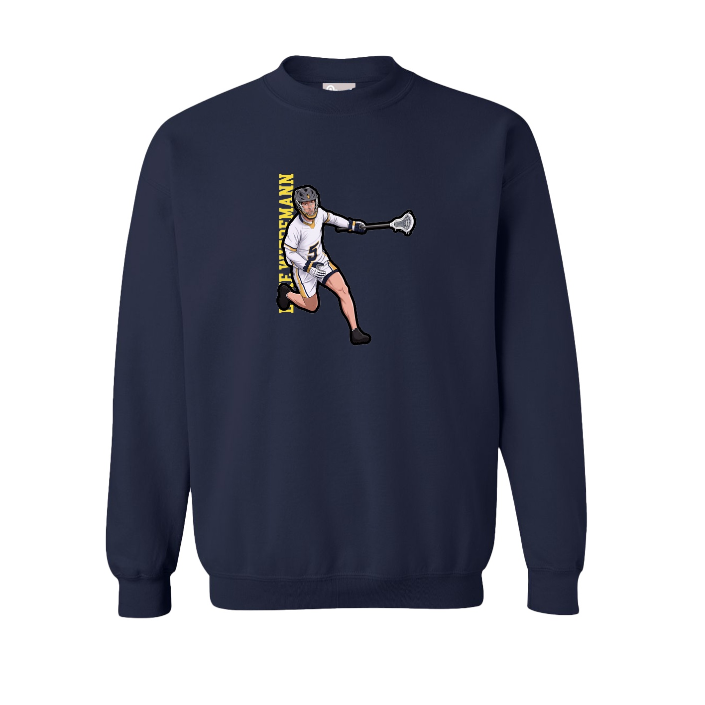 Fleece Crew — Name Vertical in Navy