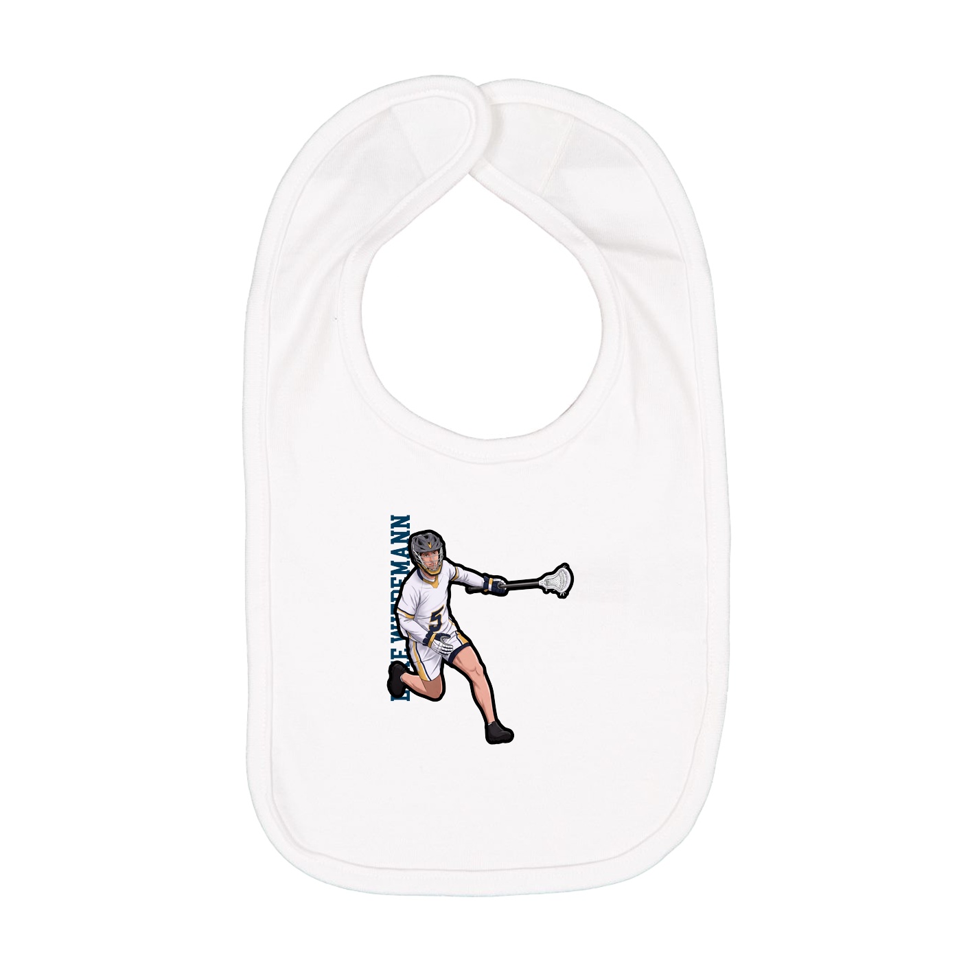 Infant Bib — Name Vertical in White