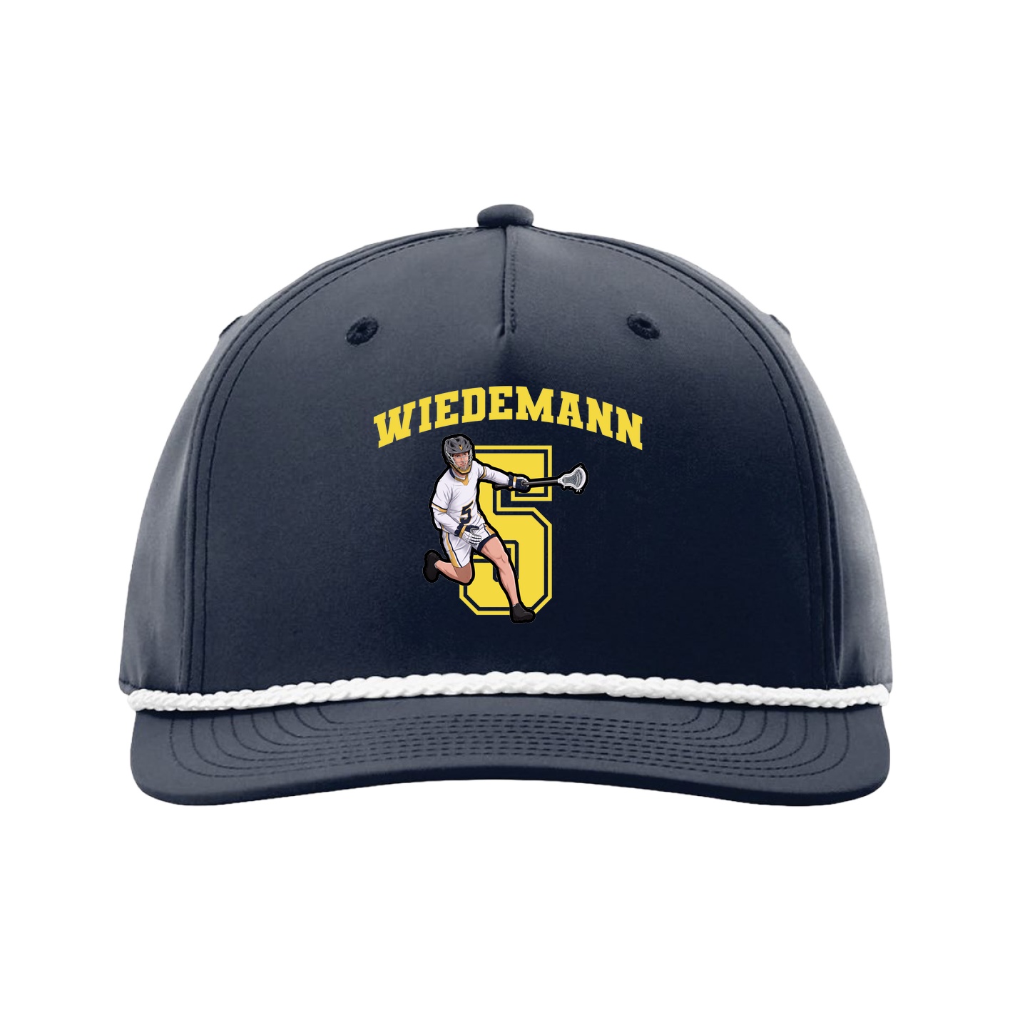 Five-Panel Classic Rope Cap — Number in Navy