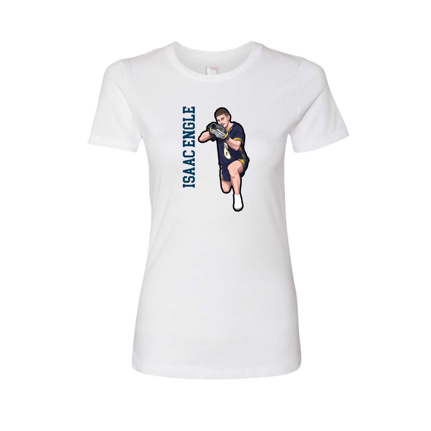 Fitted Women's Tee — Name Vertical in White