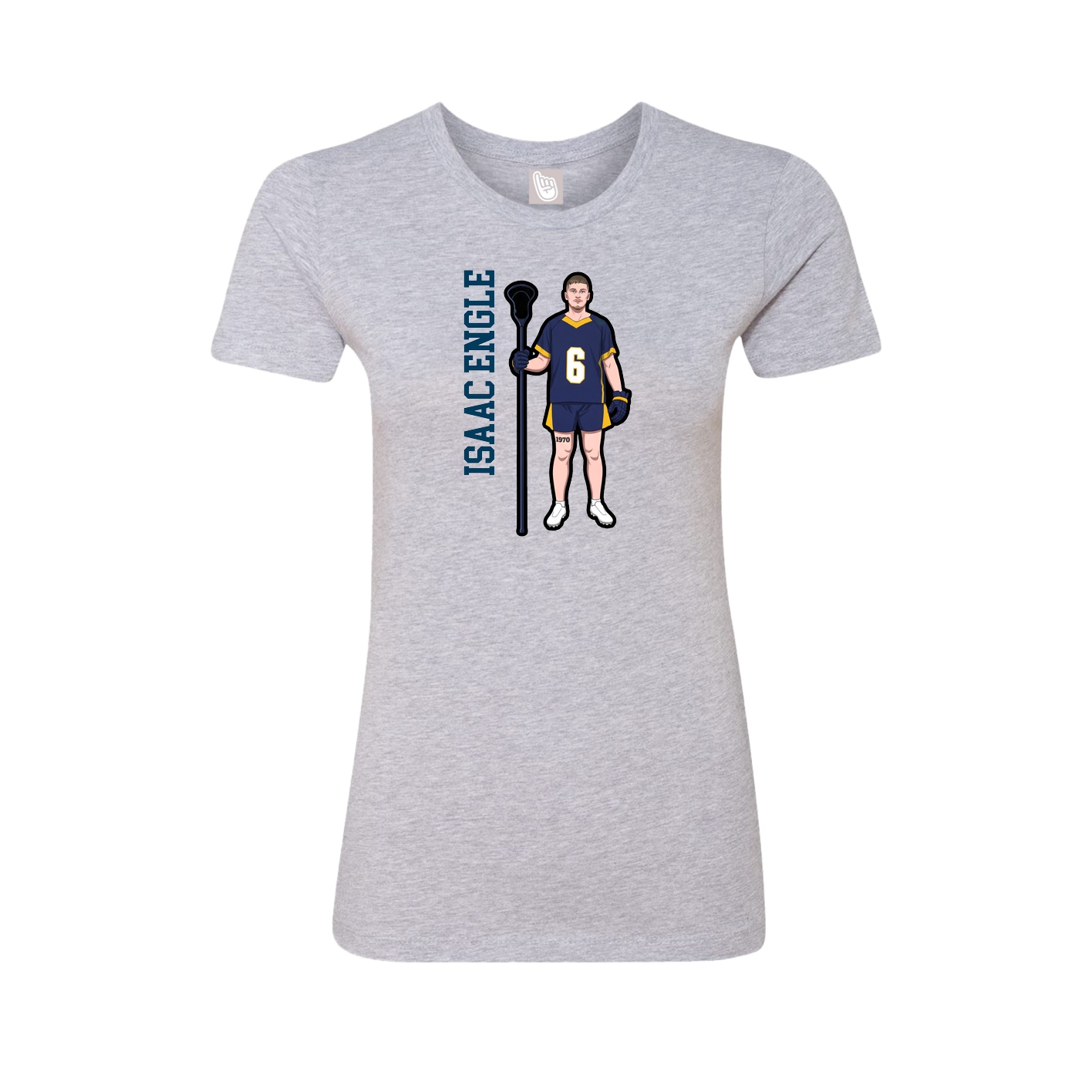 Fitted Women's Tee — Name Vertical in Grey