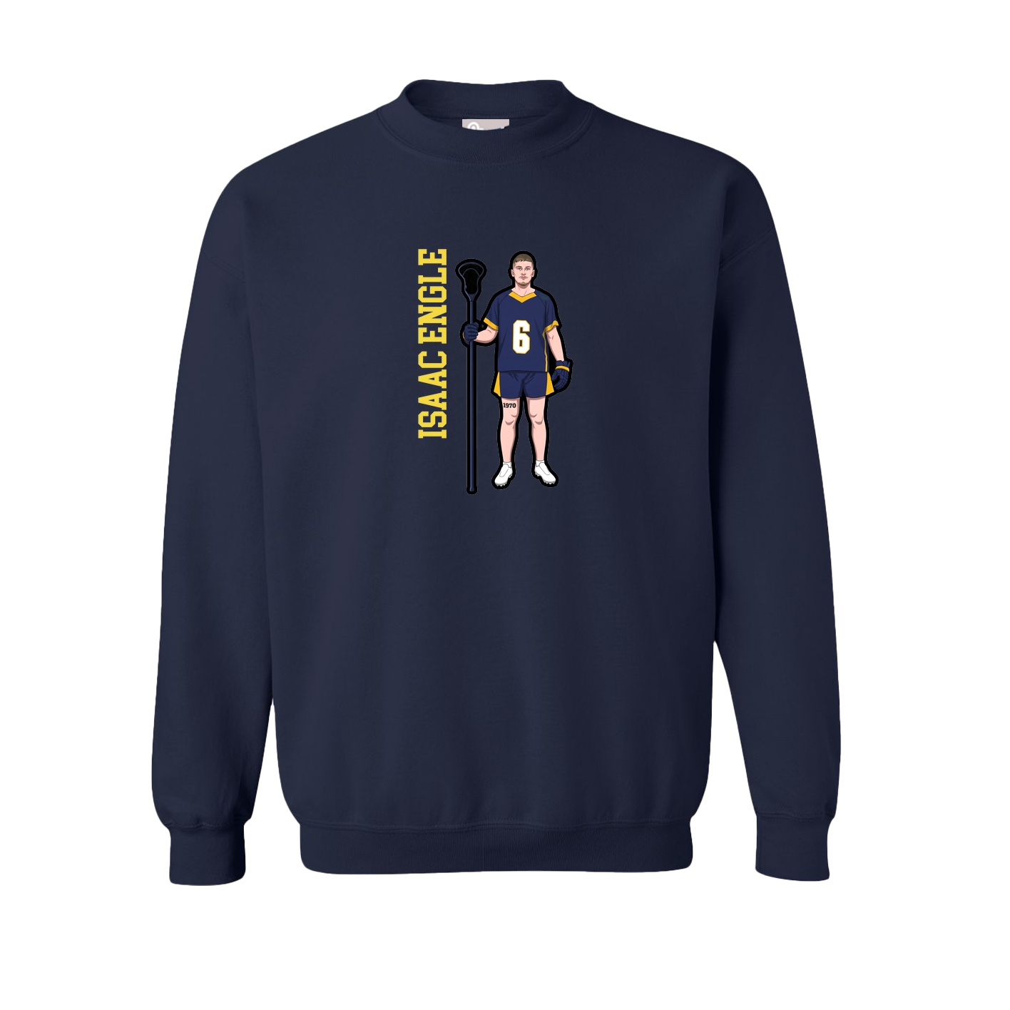 Fleece Crew — Name Vertical in Navy