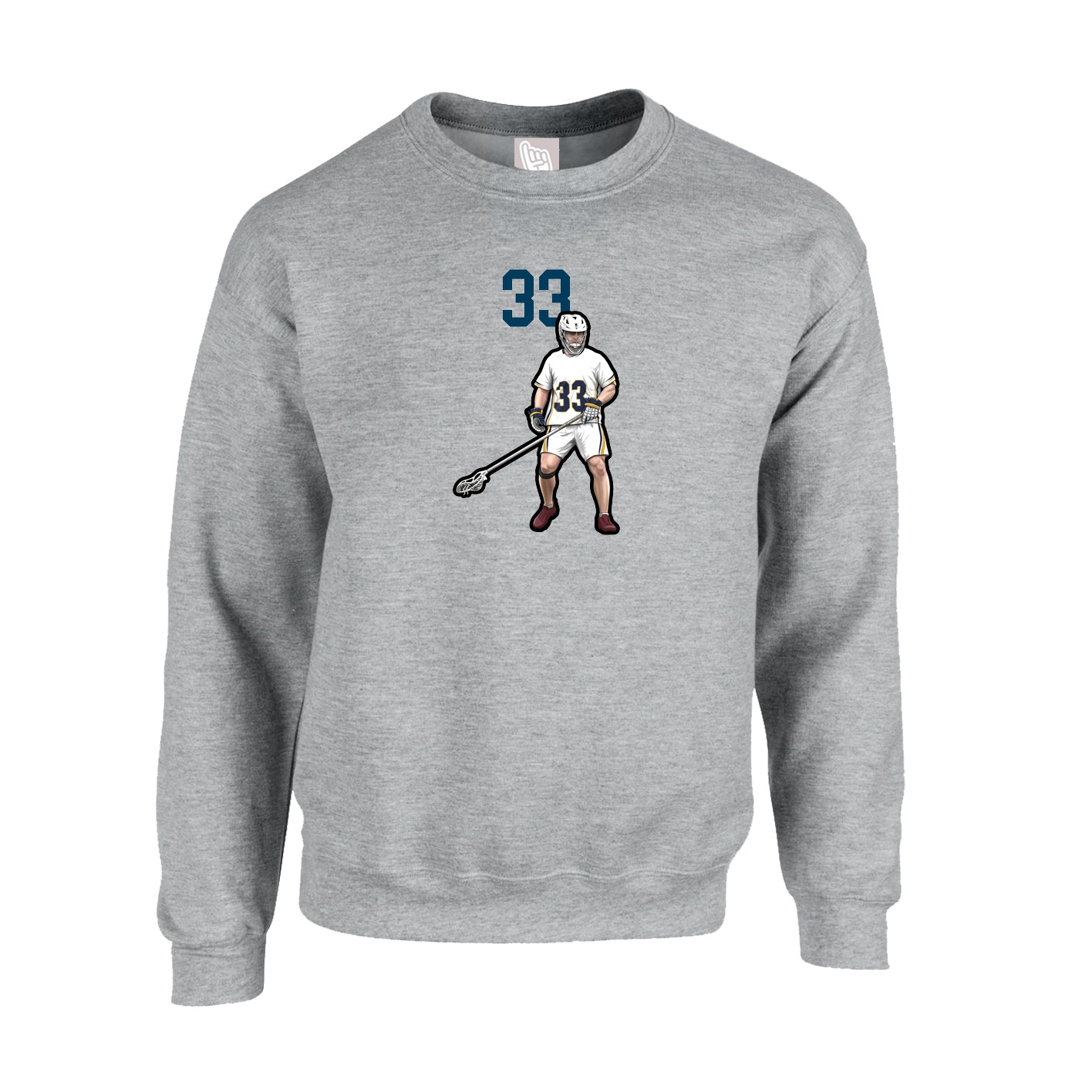 Fleece Crew — Number Top in Grey