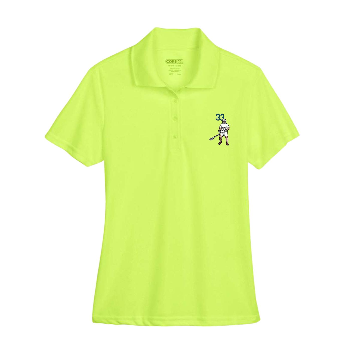 Womens Performance Polo — Number Top in Yellow