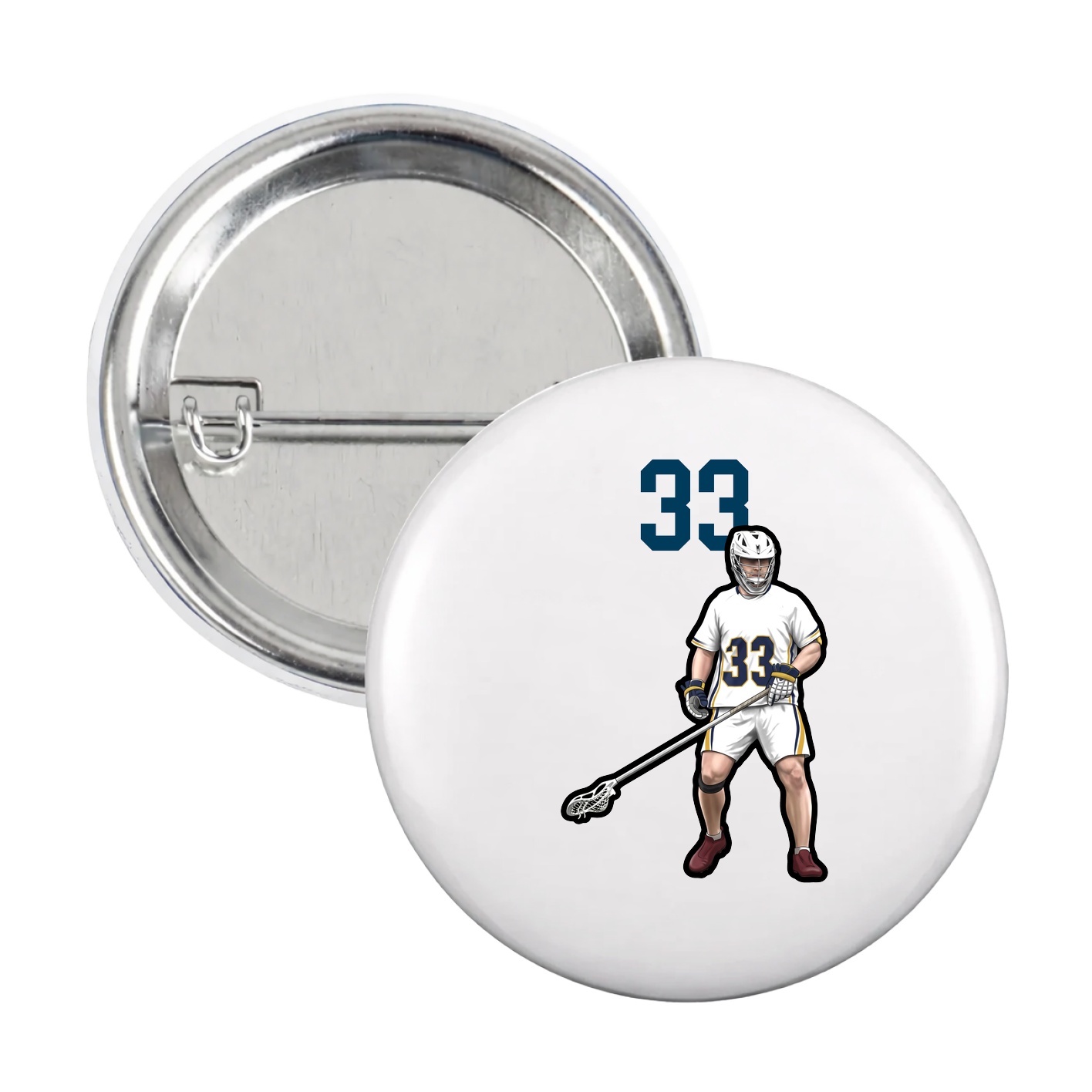 Game Day Button — Number Top in White