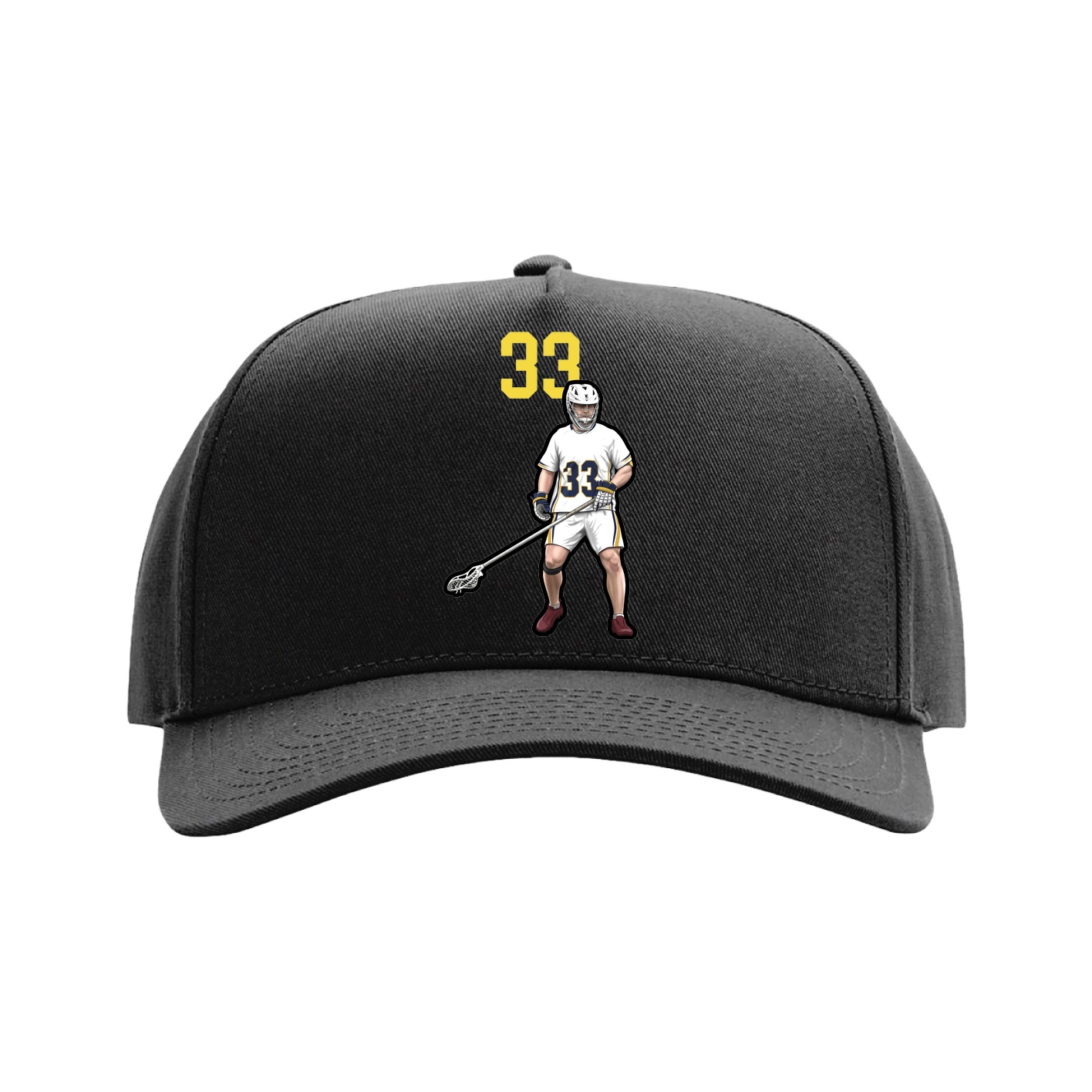 Full Fabric Five-Panel Champ Cap — Number Top in Black