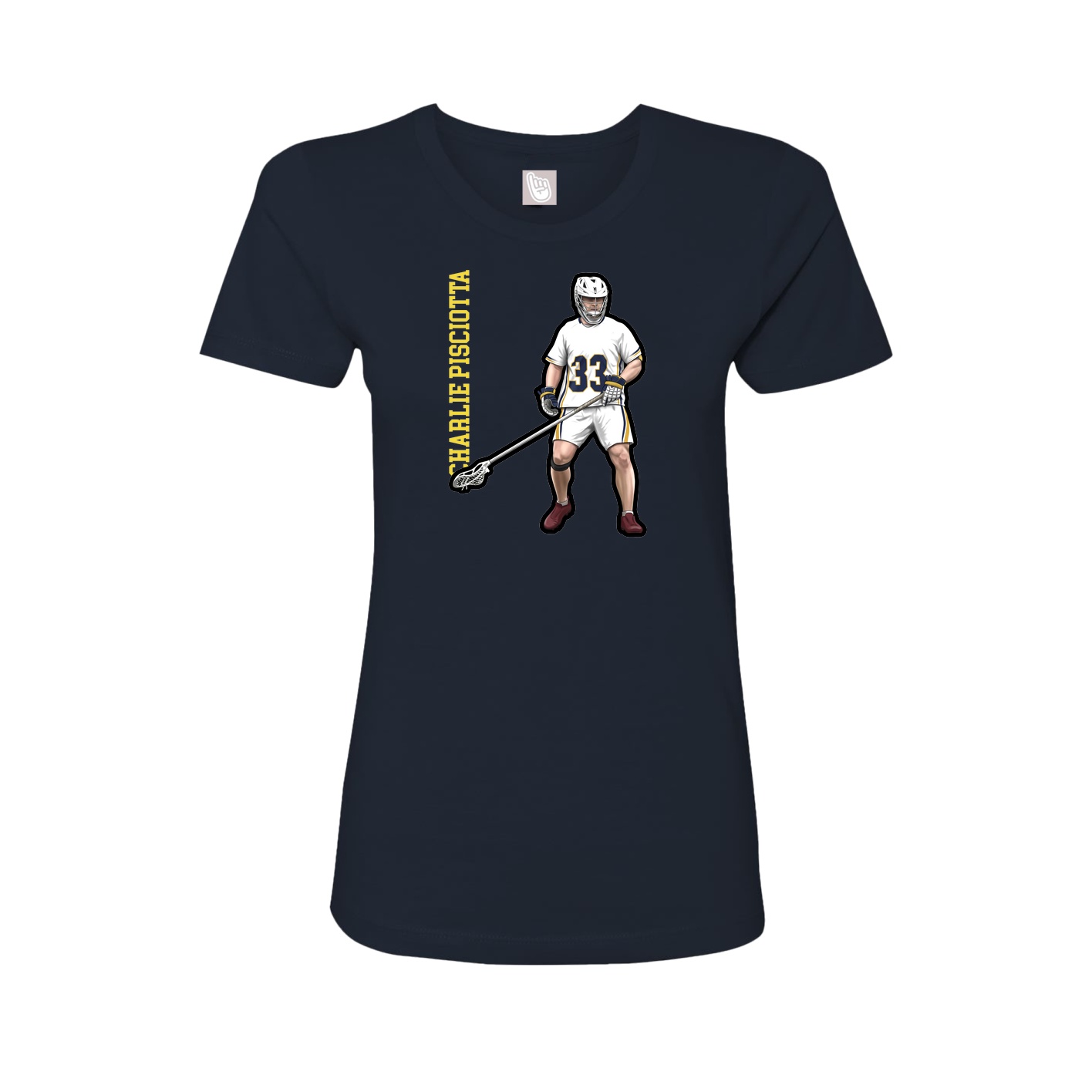 Fitted Women's Tee — Name Vertical in Navy