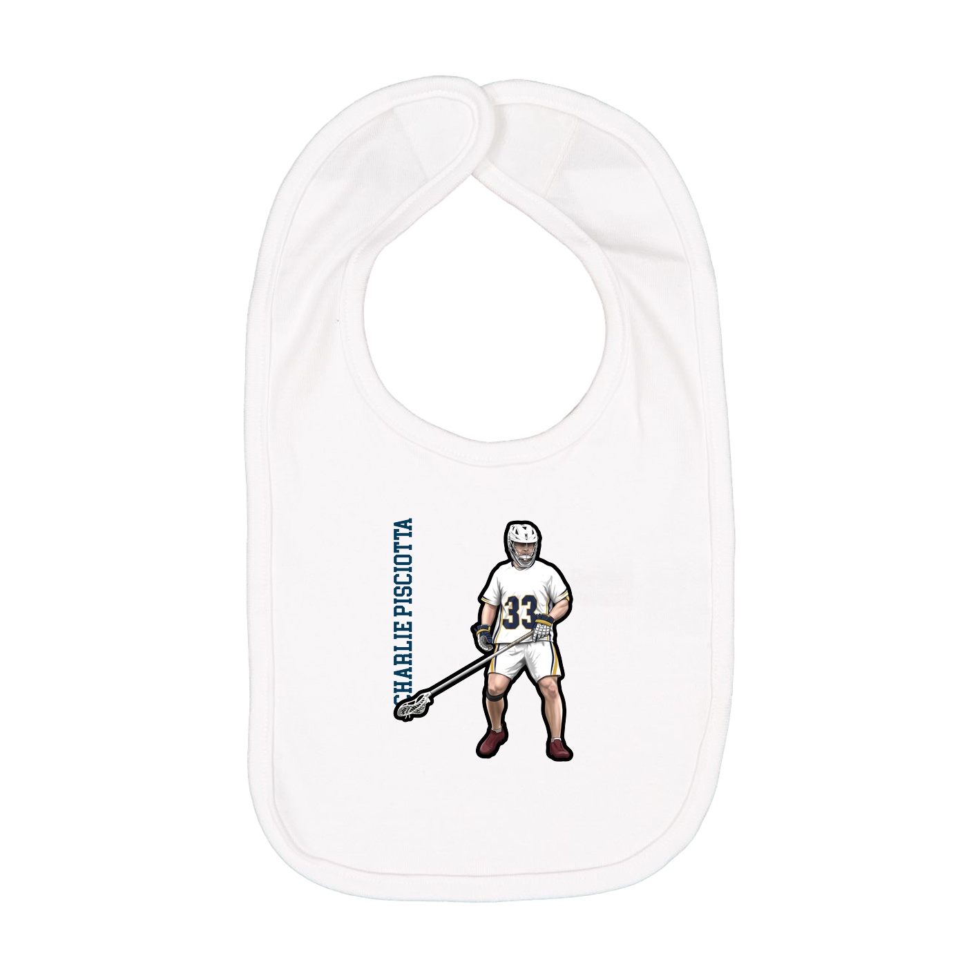 Infant Bib — Name Vertical in White