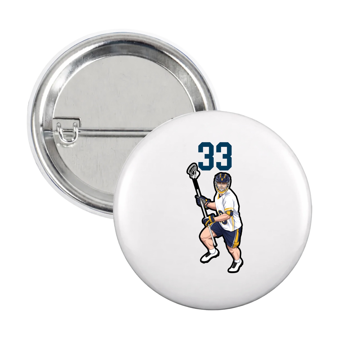 Game Day Button — Number Top in White