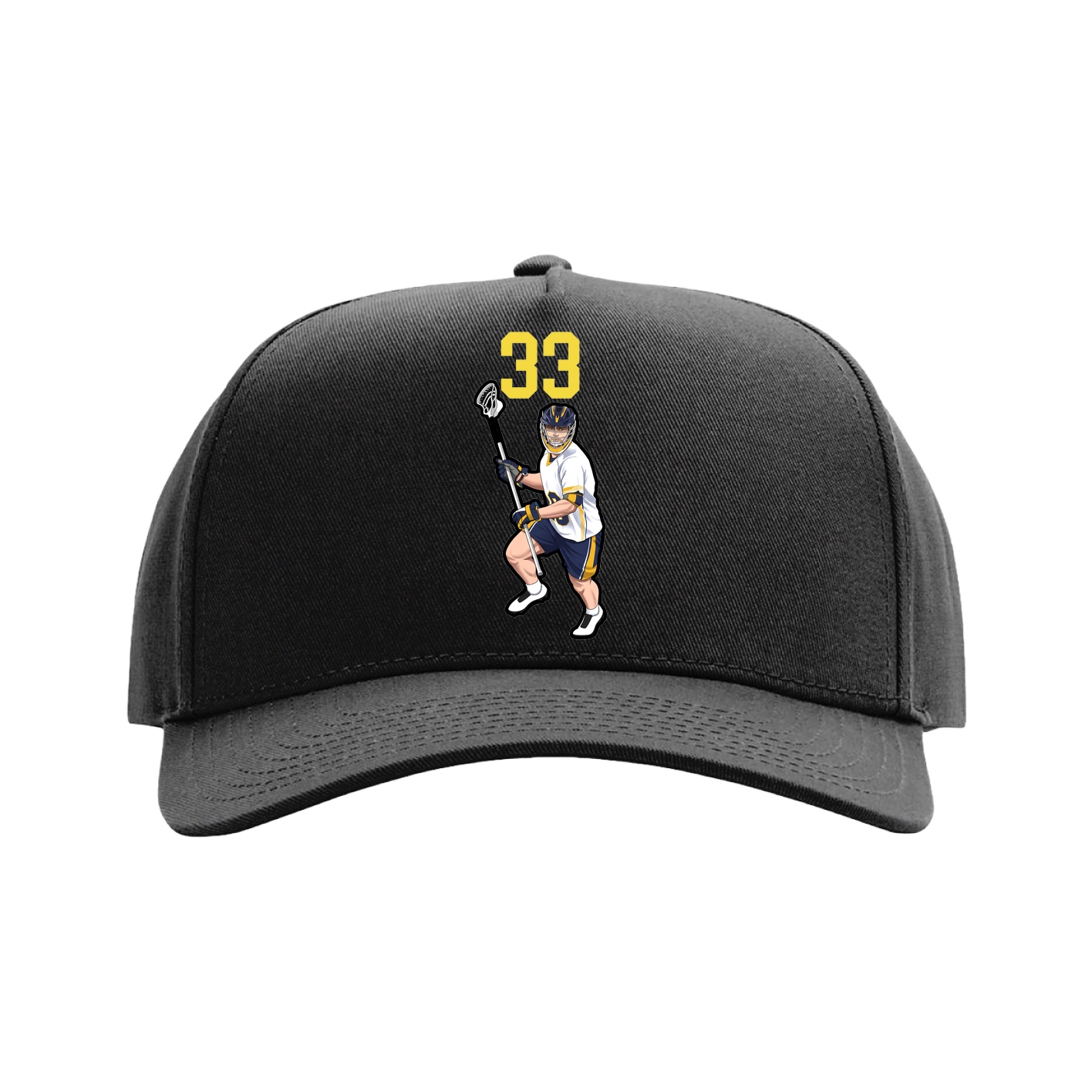 Full Fabric Five-Panel Champ Cap — Number Top in Black