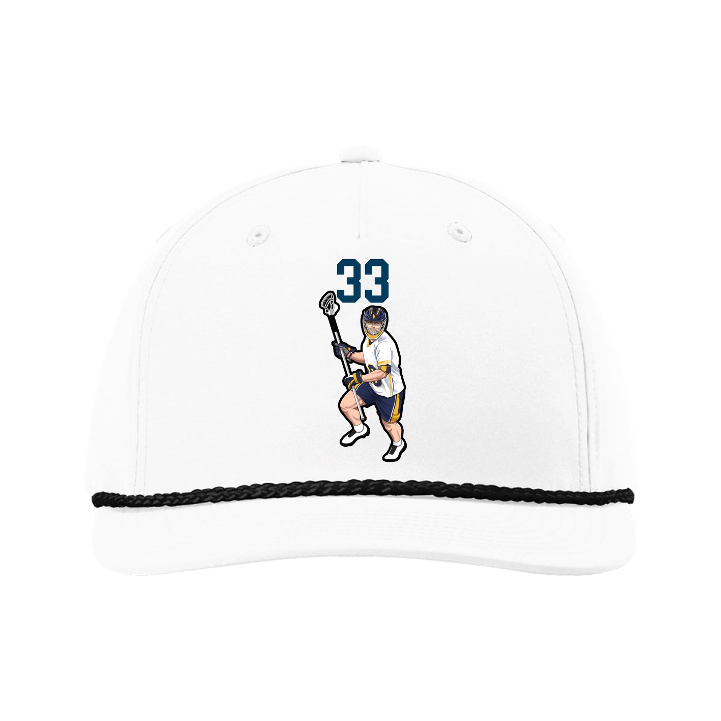 Five-Panel Classic Rope Cap — Number Top in White