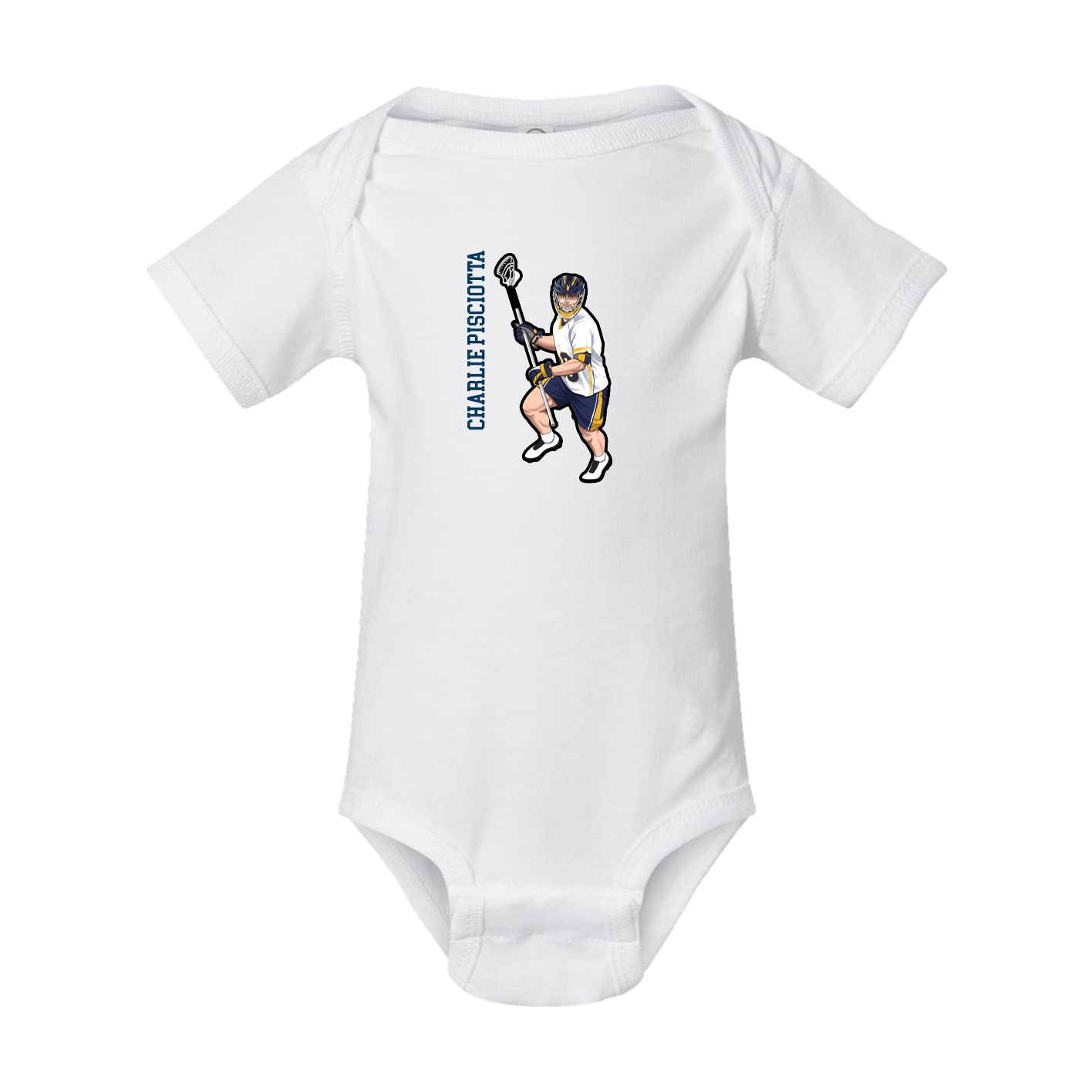 Baby Onesie — Name Vertical in White