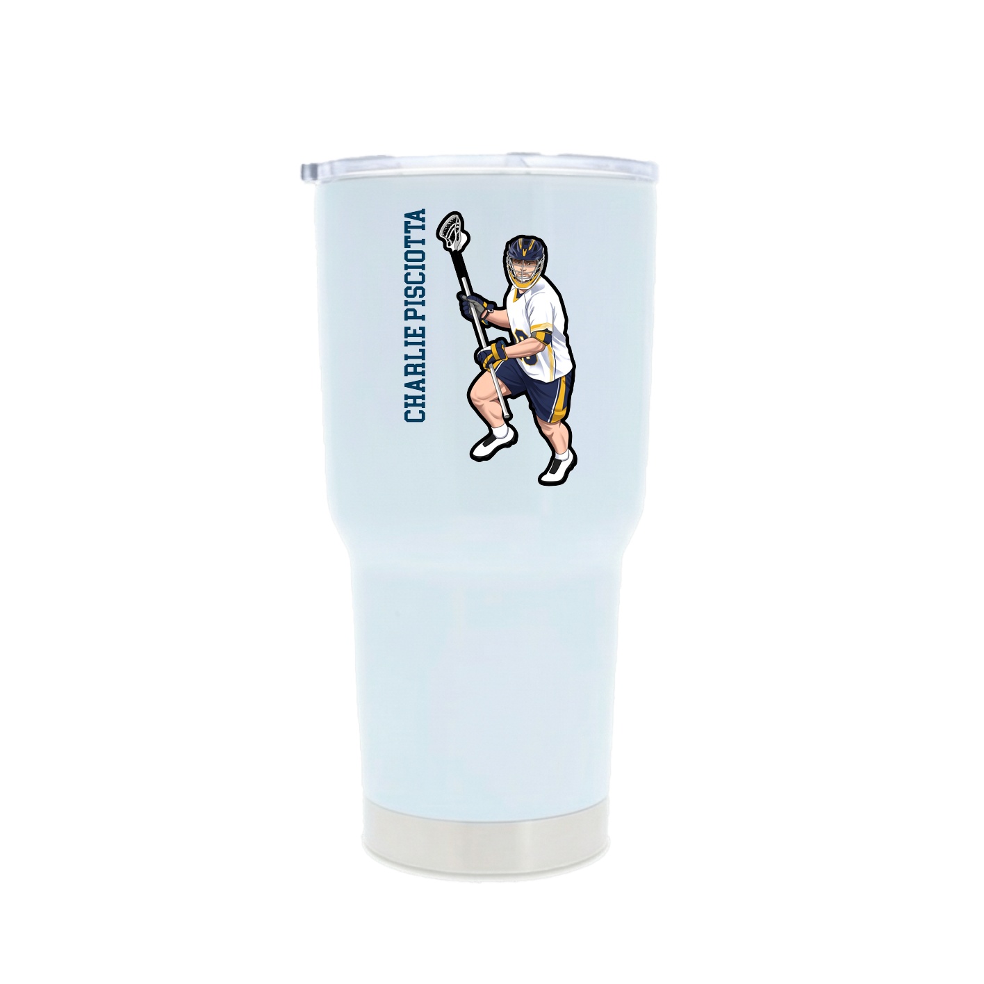 30oz Stainless Steel Tumbler — Name Vertical in White