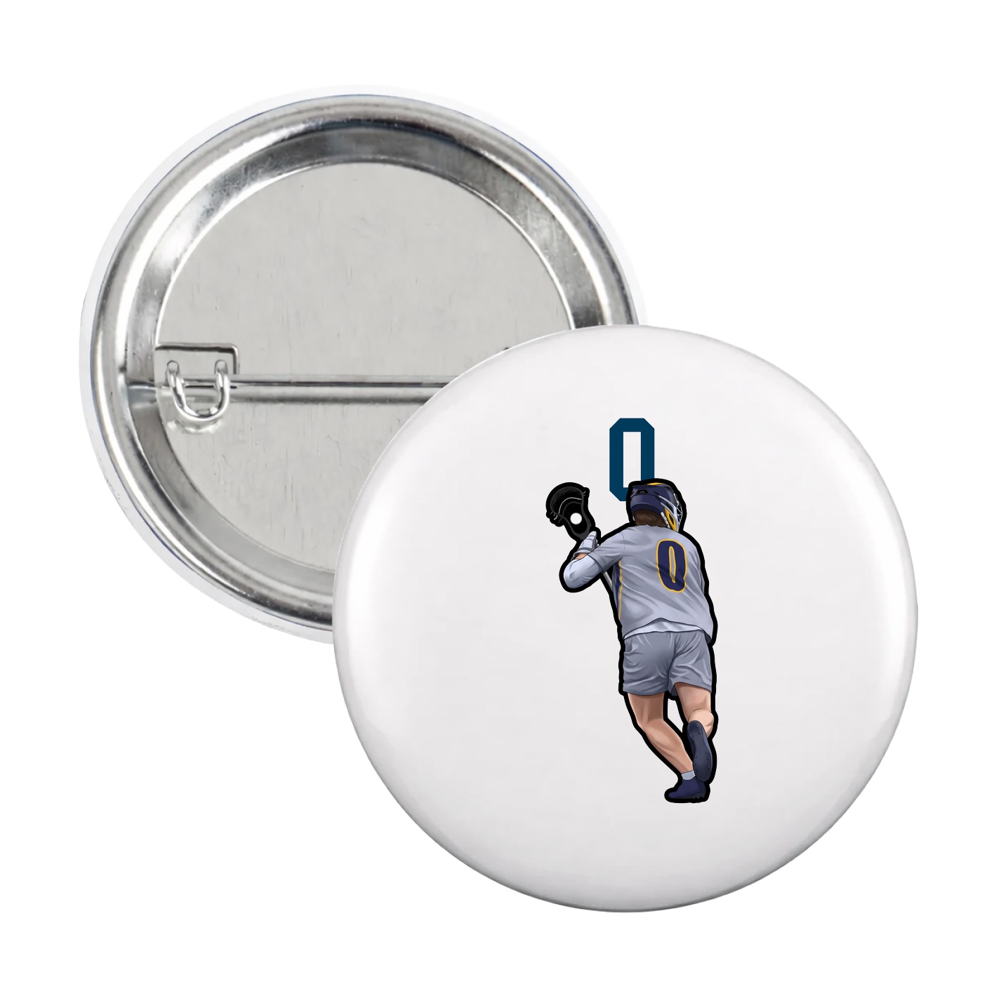 Game Day Button — Number Top in White