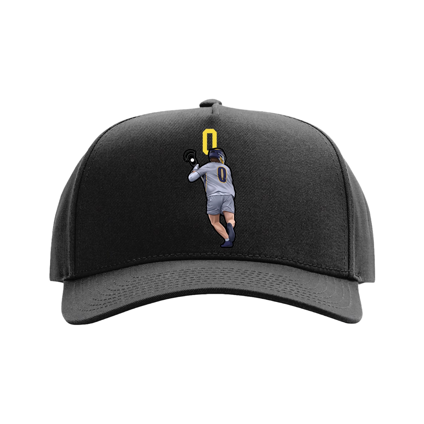 Full Fabric Five-Panel Champ Cap — Number Top in Black