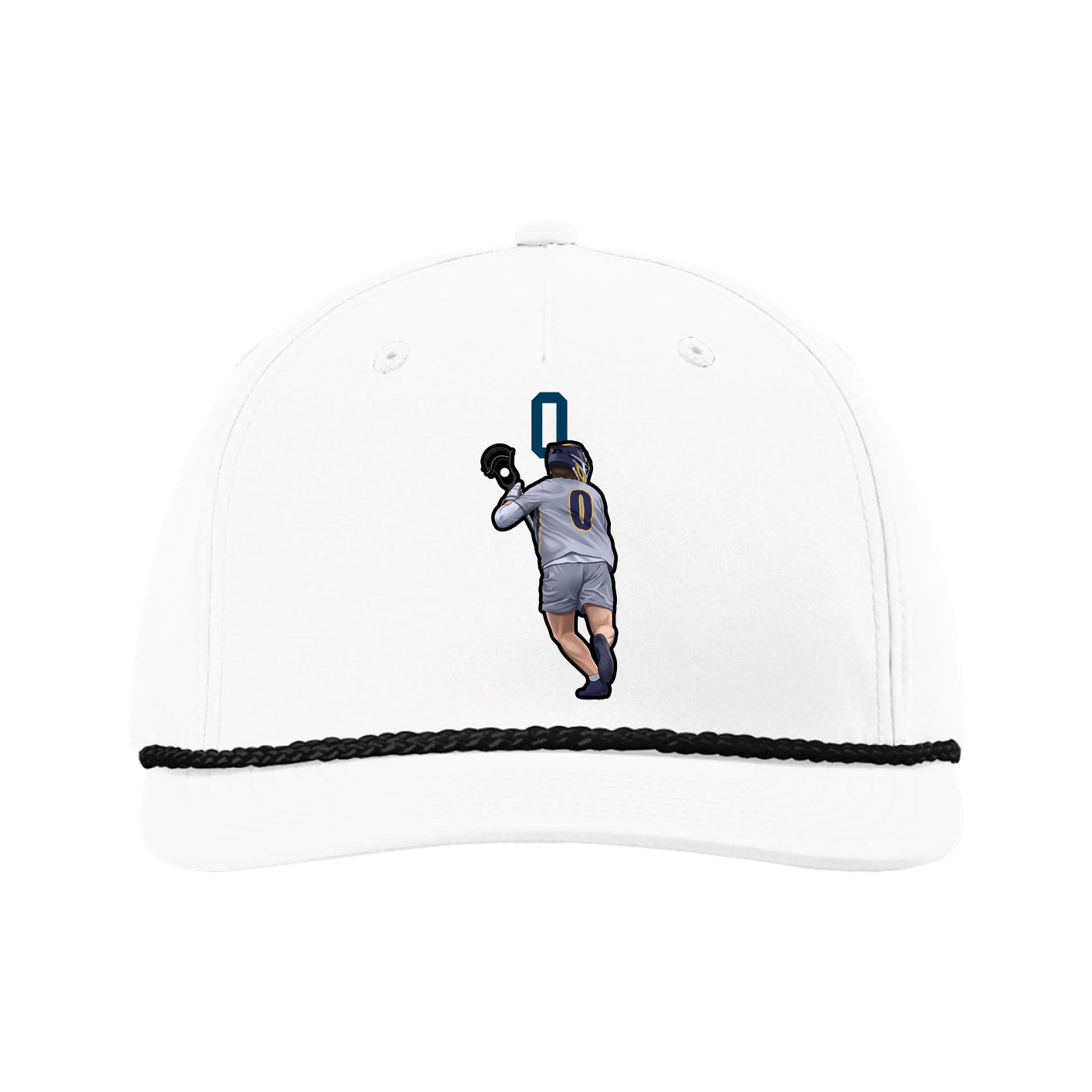 Five-Panel Classic Rope Cap — Number Top in White