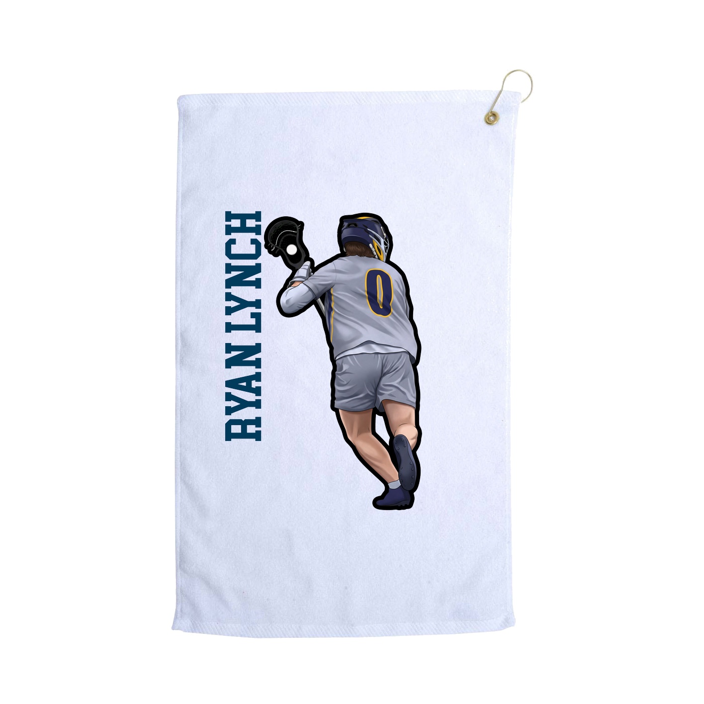 Golf Towel — Name Vertical in White