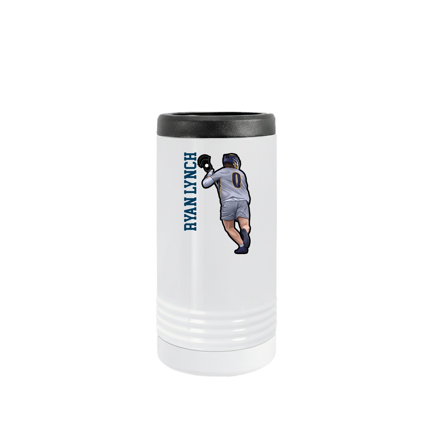 Slim Beverage Holder — Name Vertical in White