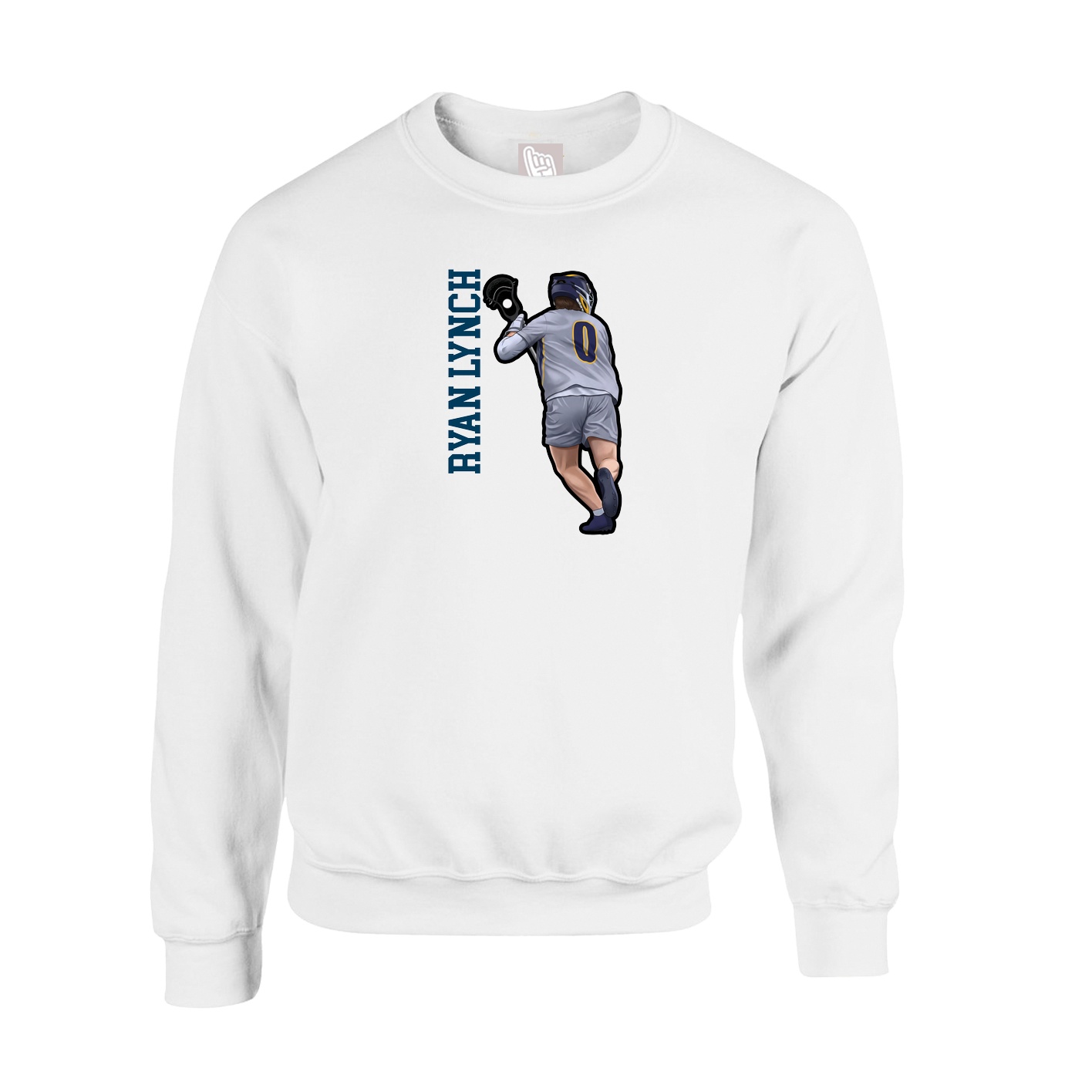 Fleece Crew — Name Vertical in White