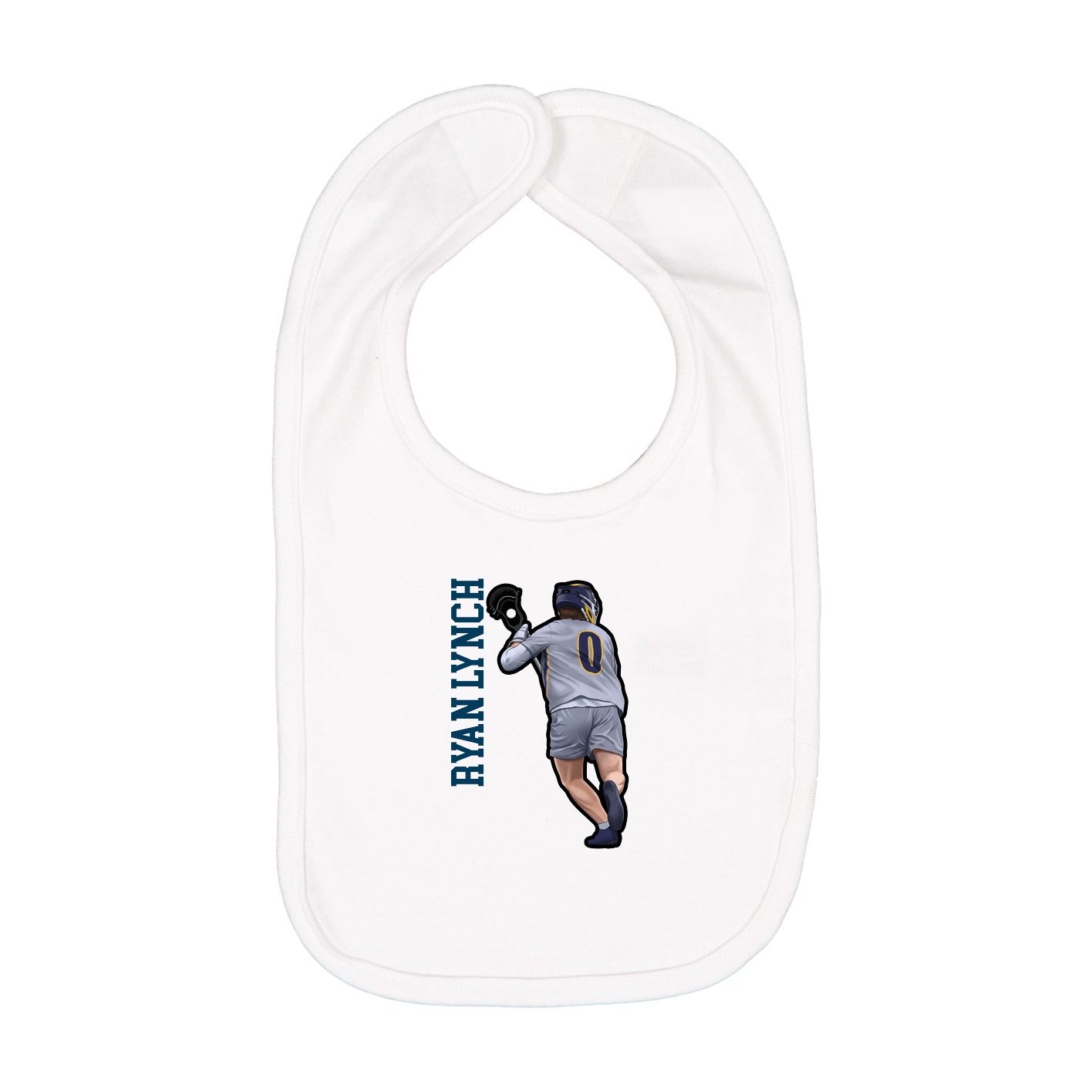 Infant Bib — Name Vertical in White