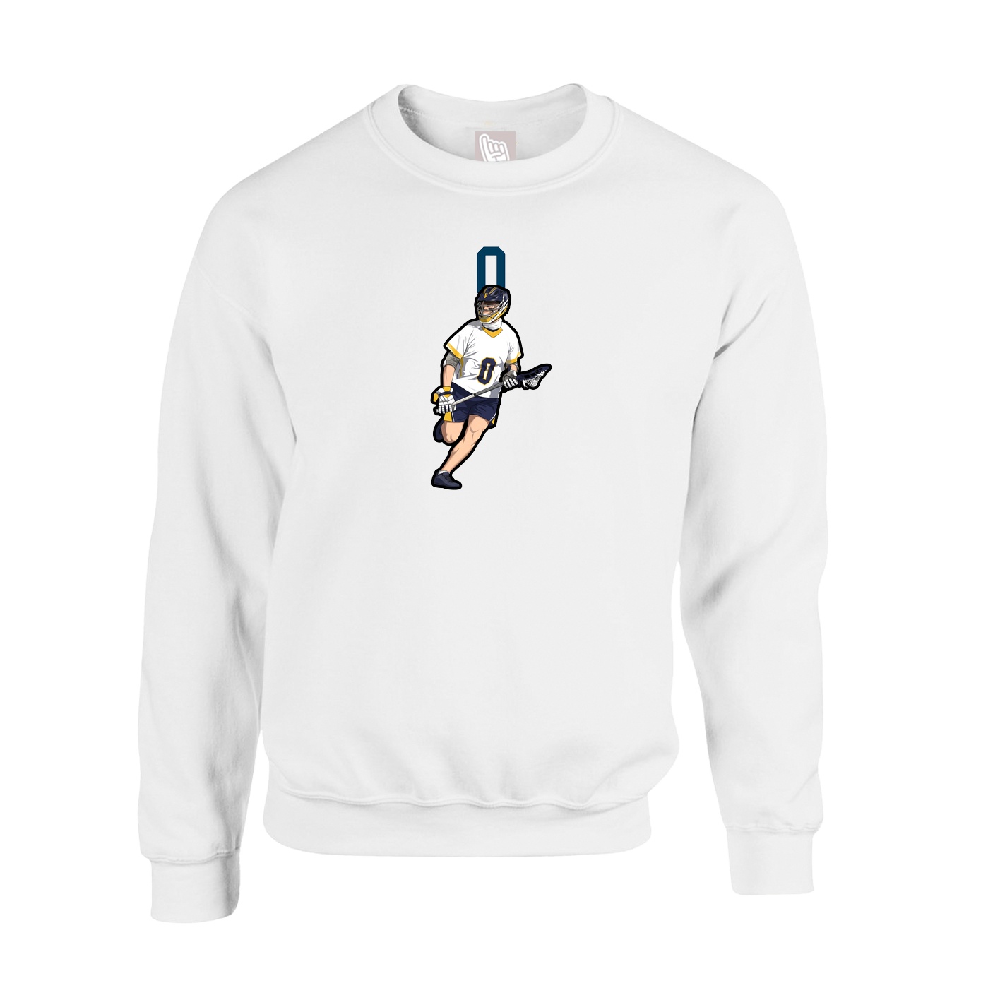 Fleece Crew — Number Top in White