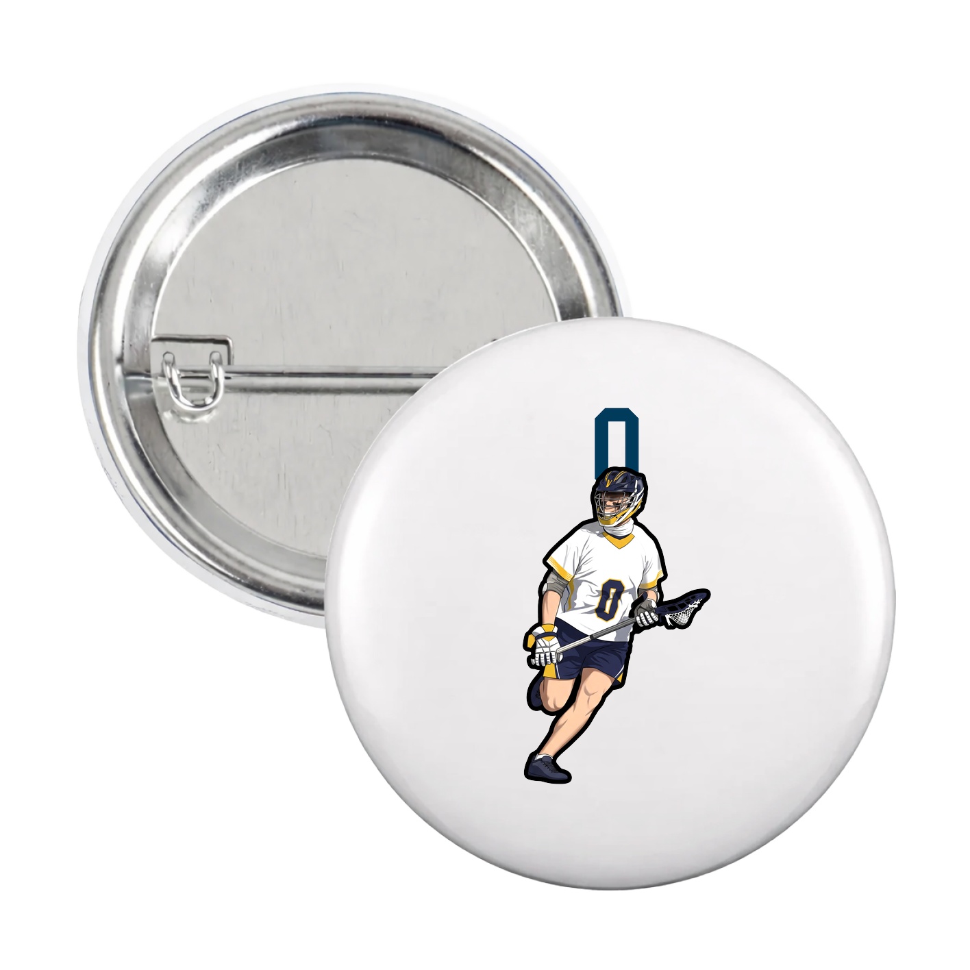 Game Day Button — Number Top in White