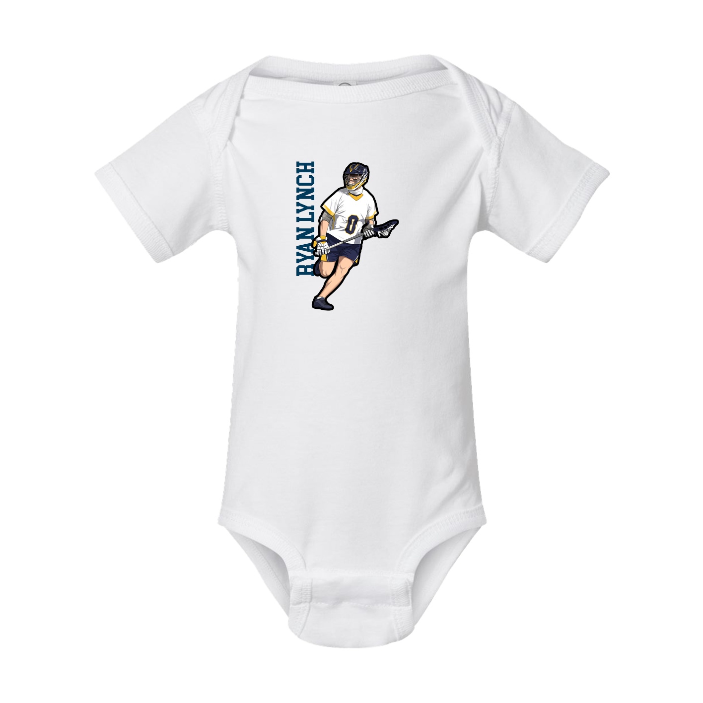 Baby Onesie — Name Vertical in White
