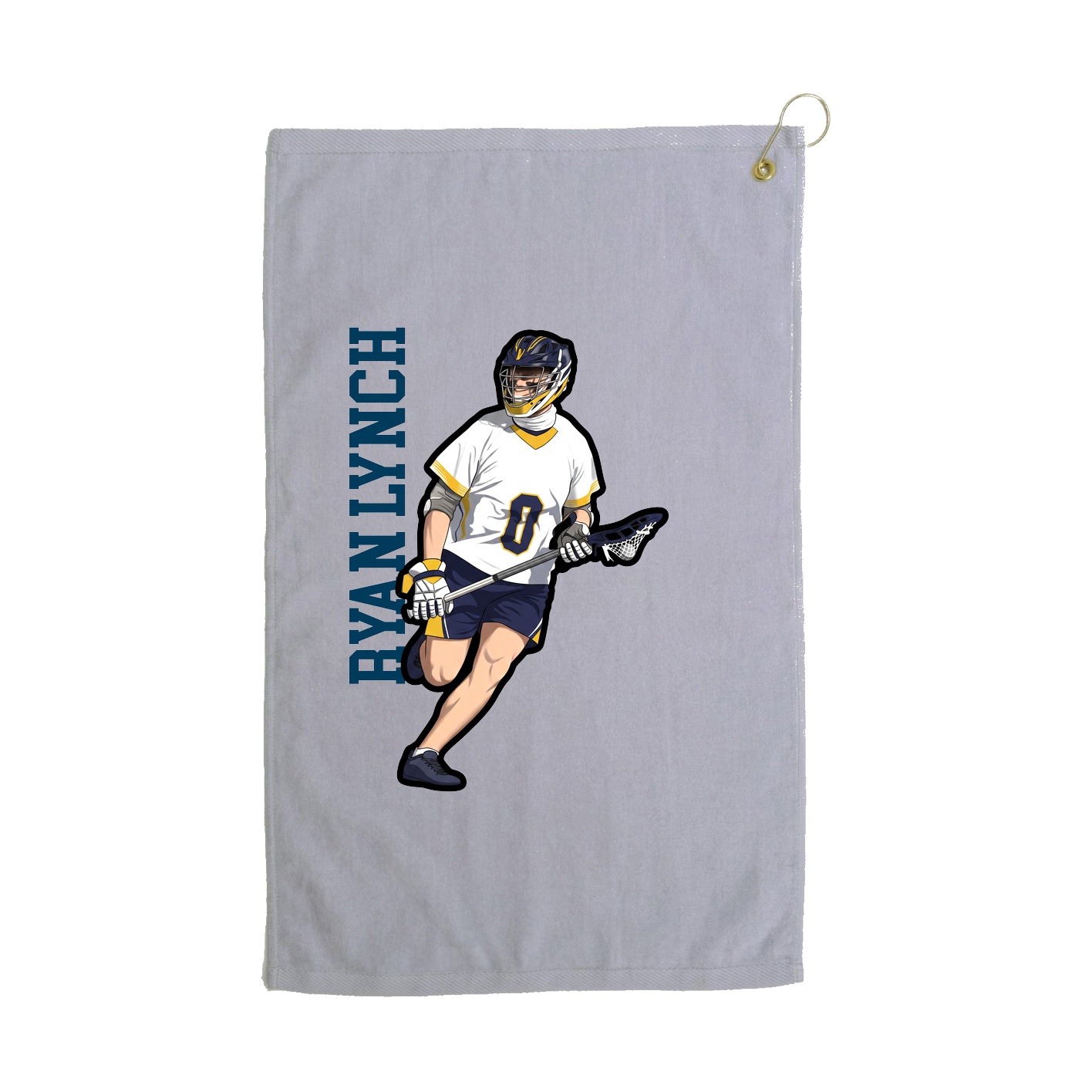 Golf Towel — Name Vertical in Grey
