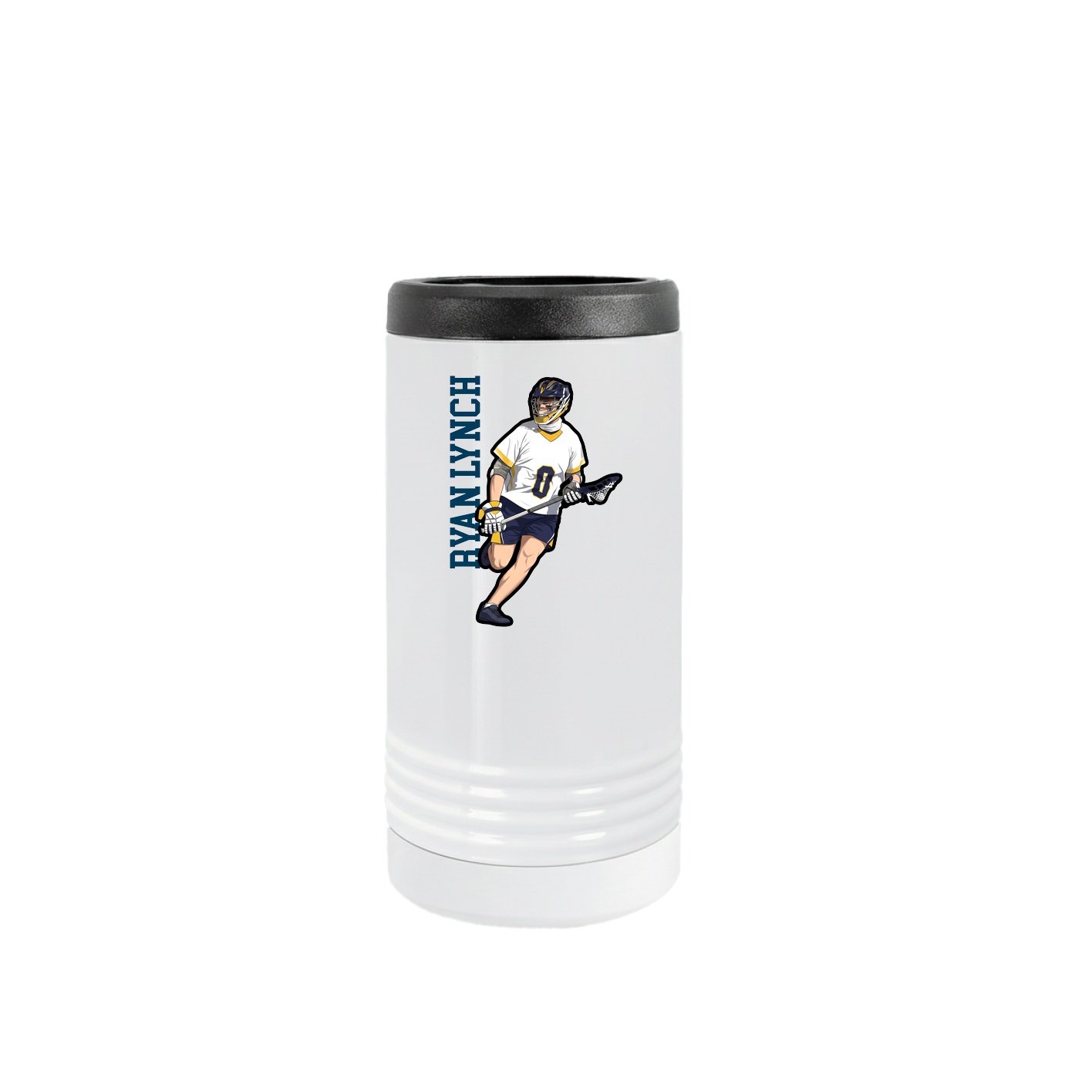 Slim Beverage Holder — Name Vertical in White