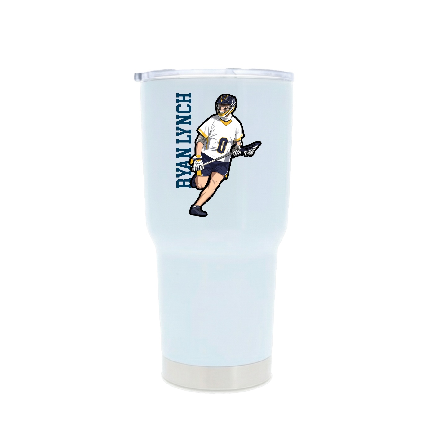 30oz Stainless Steel Tumbler — Name Vertical in White
