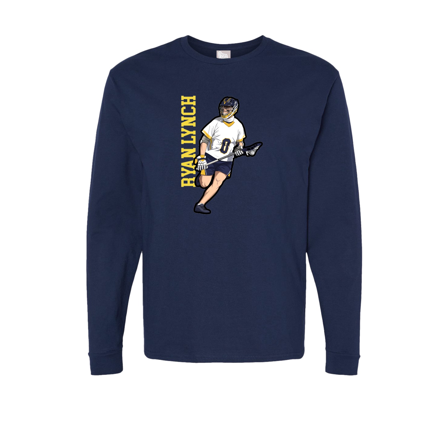 Long Sleeve Tee — Name Vertical in Navy