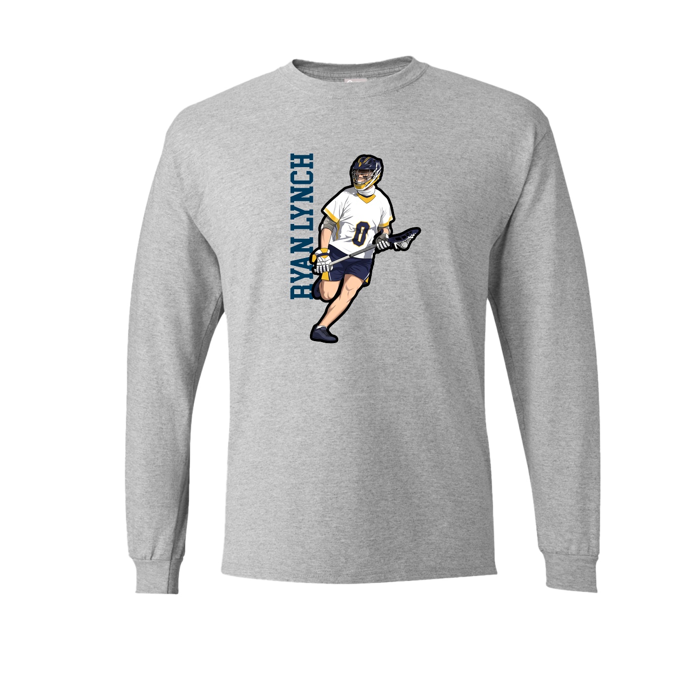 Long Sleeve Tee — Name Vertical in Grey
