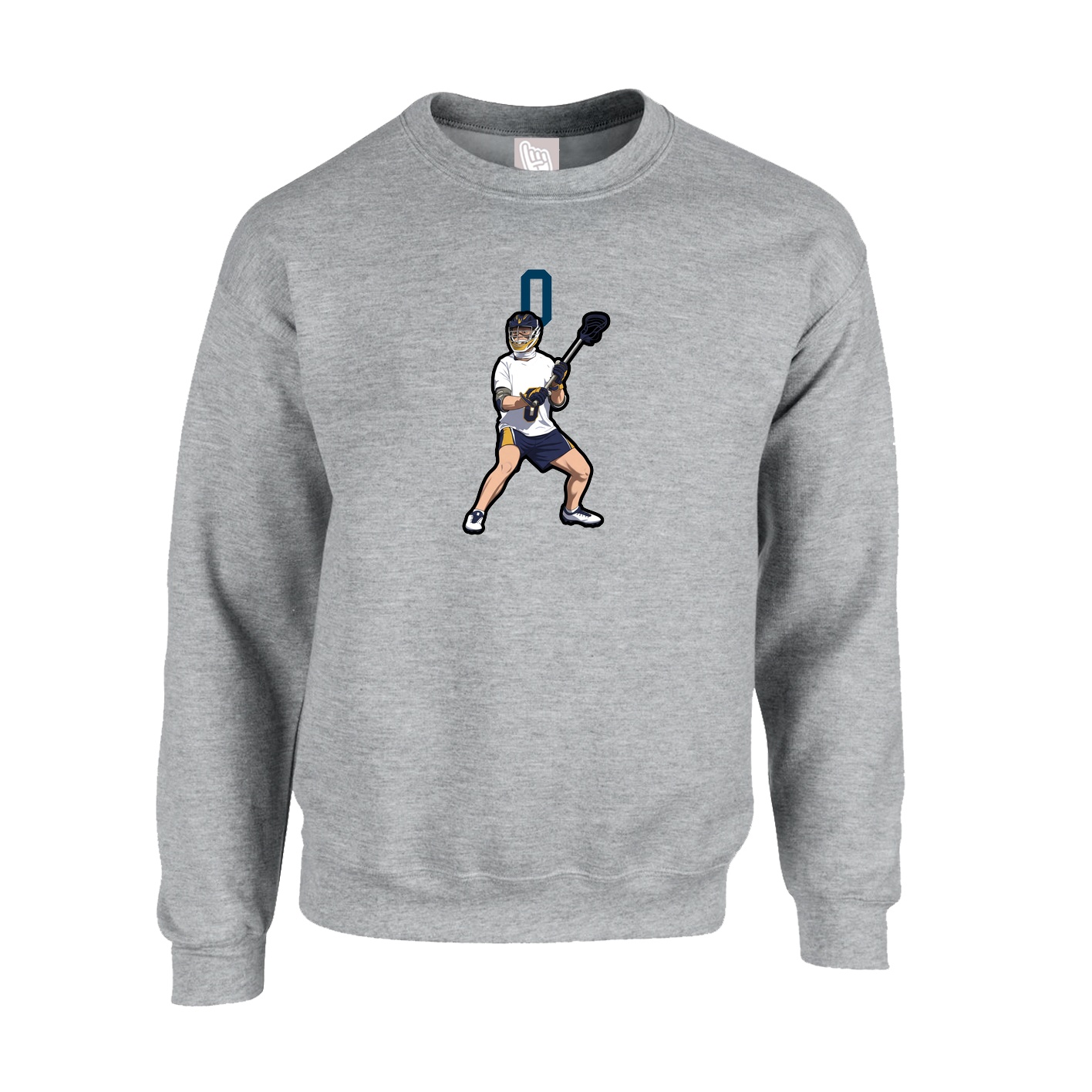 Fleece Crew — Number Top in Grey
