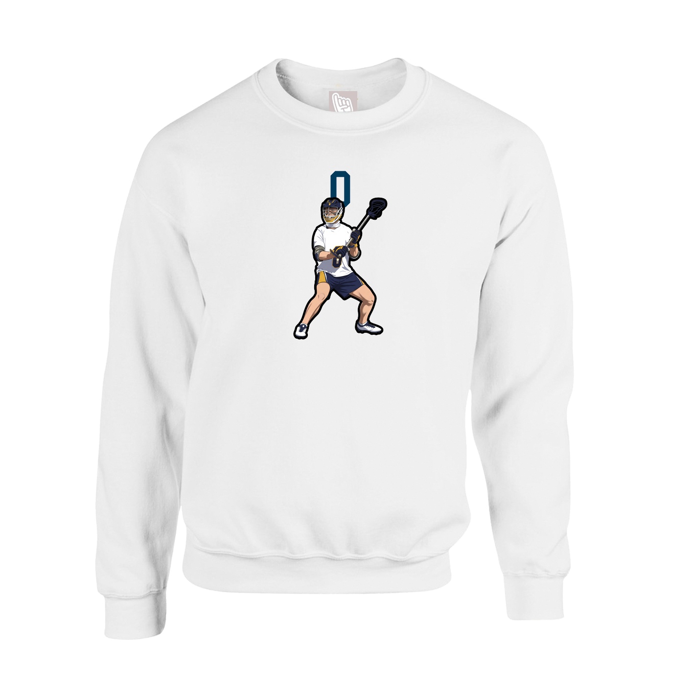 Fleece Crew — Number Top in White