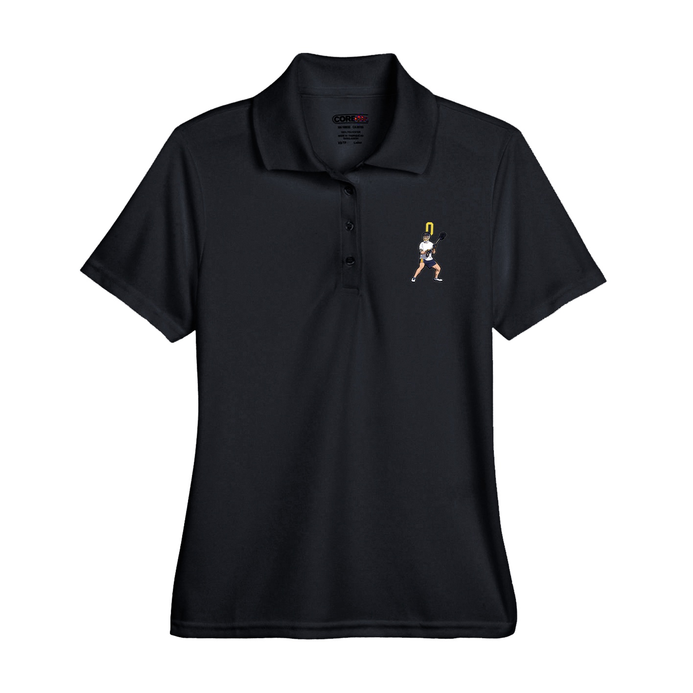 Womens Performance Polo — Number Top in Black