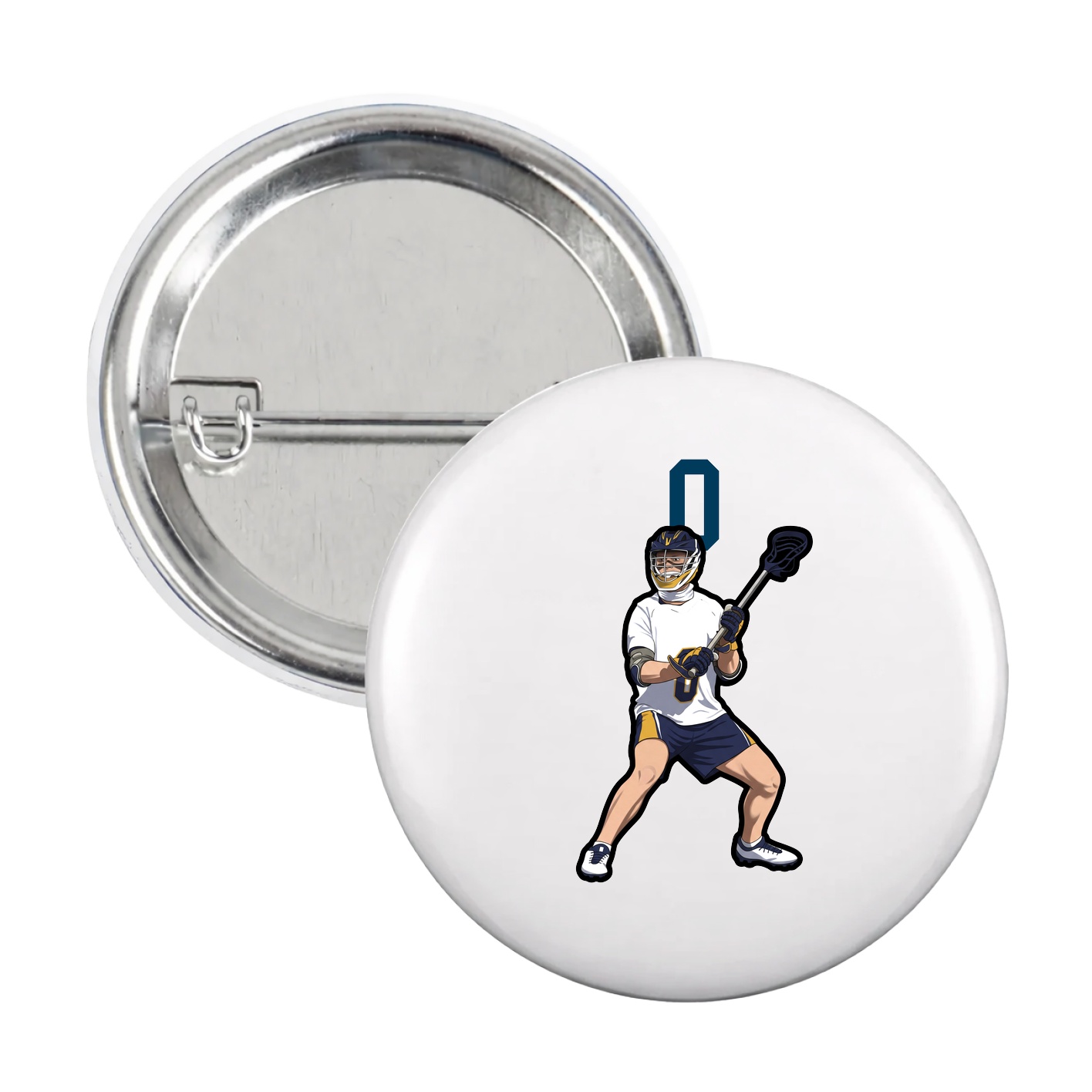 Game Day Button — Number Top in White
